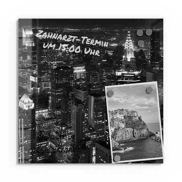DEQORI Magnettafel 'Nächtliches Manhattan', Whiteboard Pinnwand beschreibbar