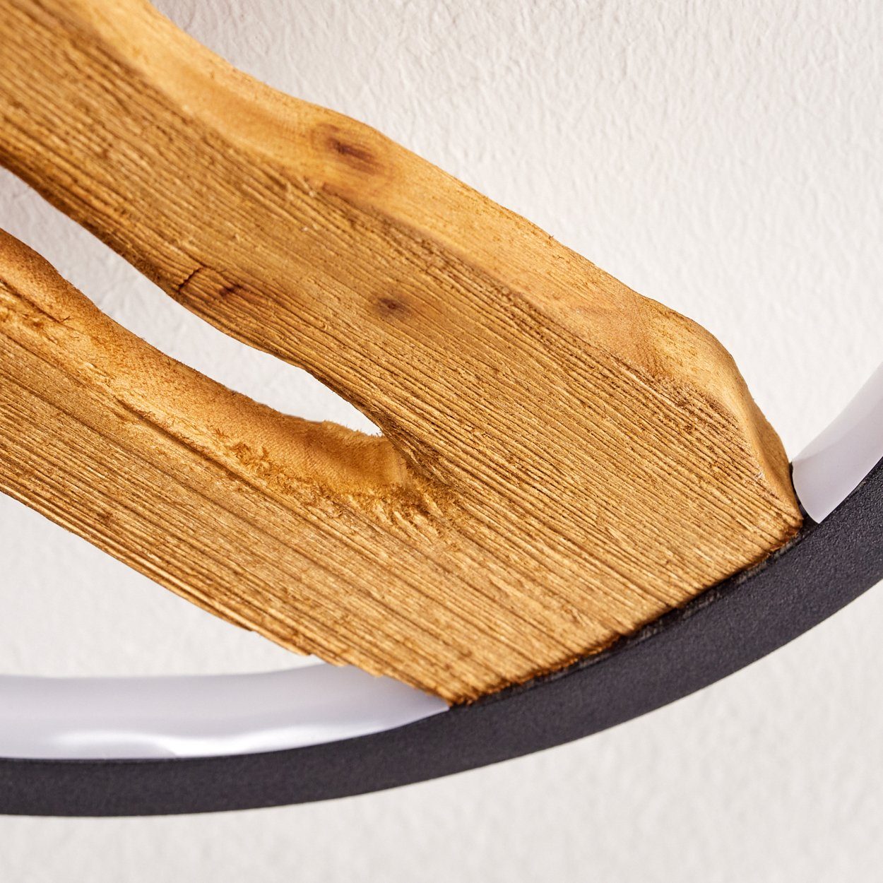 hofstein Deckenleuchte dimmbare Deckenlampe aus Metall/Holz/Kunststoff in Schwarz/Natur/Weiß, LED fest integriert, 3000 Kelvin, Leuchte Länge 96cm, 42 Watt, 6000 Lumen, dimmbar über Lichtschalter
