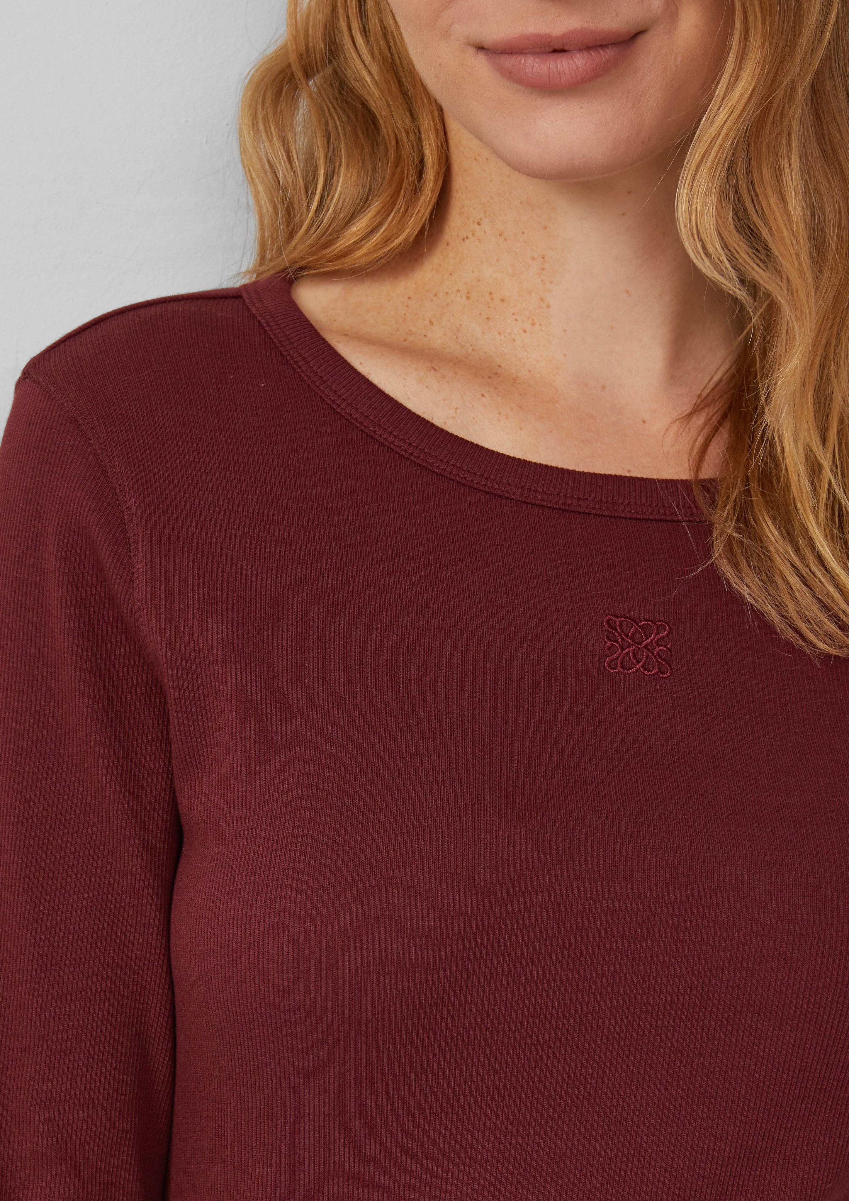 s.Oliver Langarmshirt Ripp-Langarmshirt mit Stickerei günstig online kaufen
