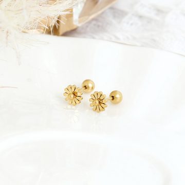 Made by Nami Ohrring-Set Blumen Edelstahl Ohrringe Vergoldet Geschenke für Frauen, Wasserfester Schmuck