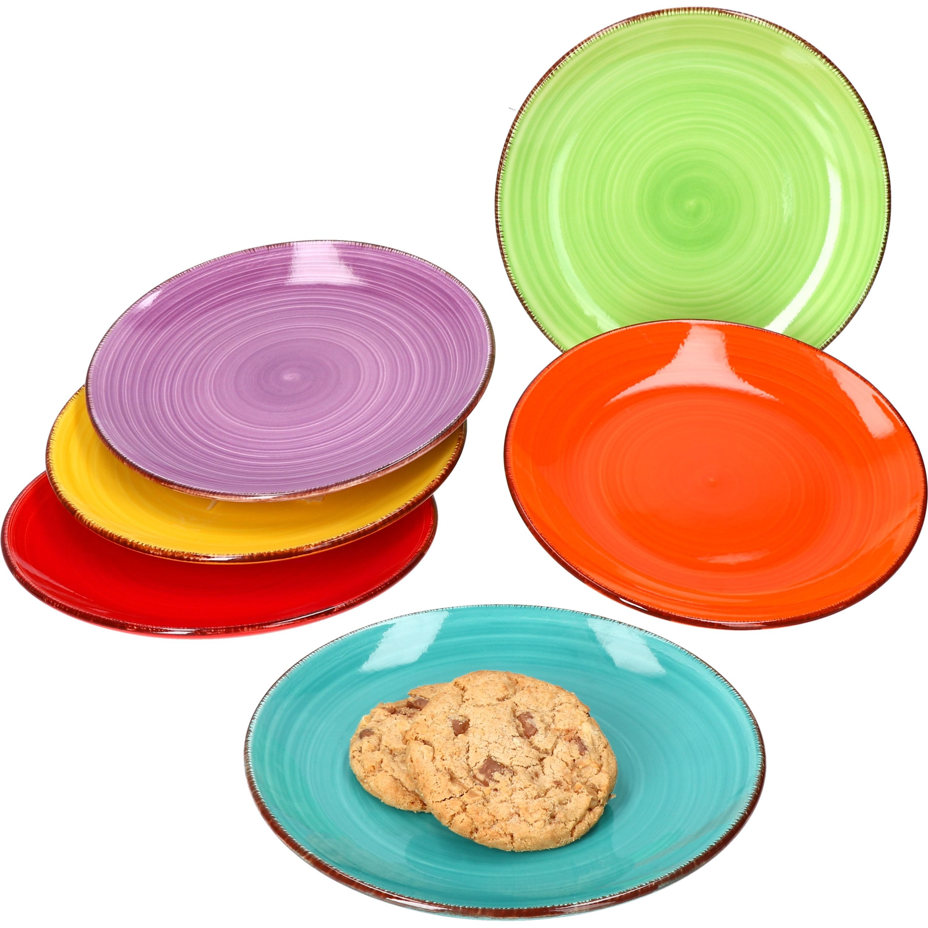 MamboCat Frühstücksteller 6er Set Dessert- Kuchenteller Uni Bunt