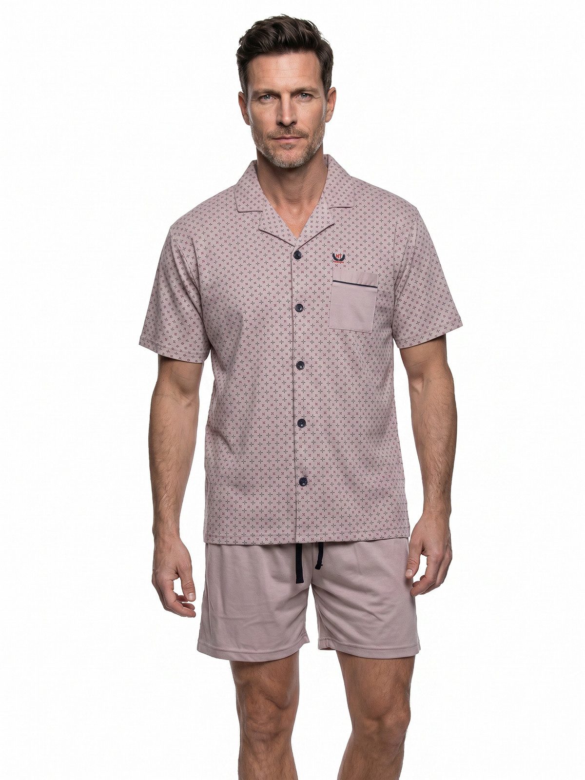 Henry Terre Shorty Pyjama Set Kurz - Karl Uni Shorts Brusttasche