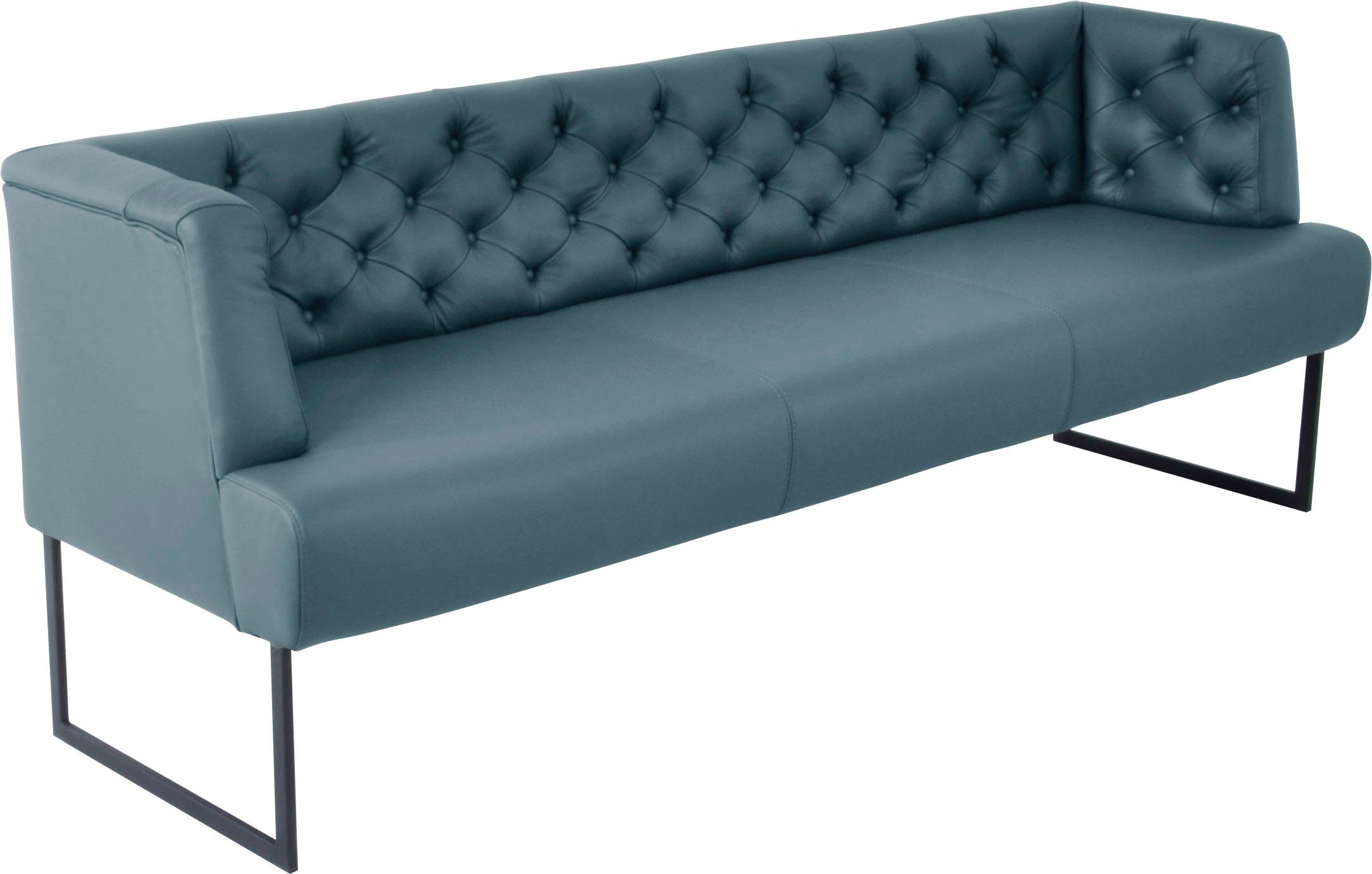 K+W Komfort & Wohnen Polsterbank Creso, im modernen Chesterfield-Look, mit schwarzen Kufenfüßen