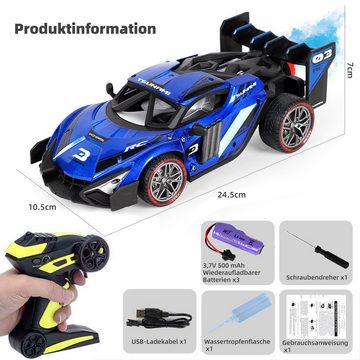 Esun RC-Auto Ferngesteuertes Auto ab 3 4 5 6 8 Jahre, RC Drift Car 1:16 (Komplettset), RC Auto Kinder mit Sprühnebel-LED-Leuchten