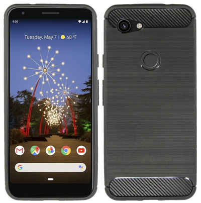 cofi1453 Handyhülle Silikon Hülle Carbon für Google Pixel 3, Case Cover Schutzhülle Bumper