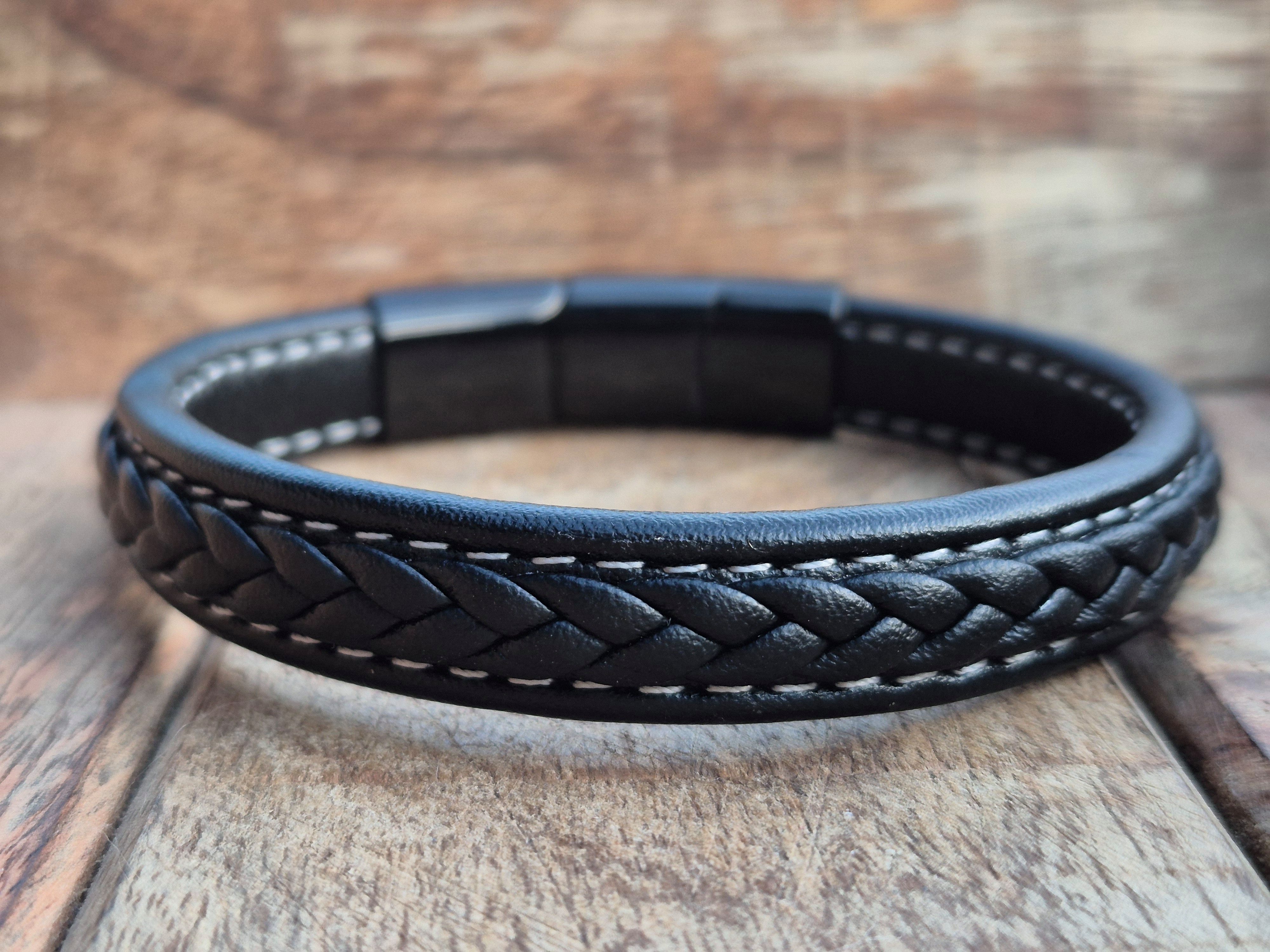 NAHLE Lederarmband Leder elegantes Armband Echtleder – geflochten mit Magnetverschluss, Echtleder, geflochten, Magnetverschluss, +1,5 cm Erweiterung