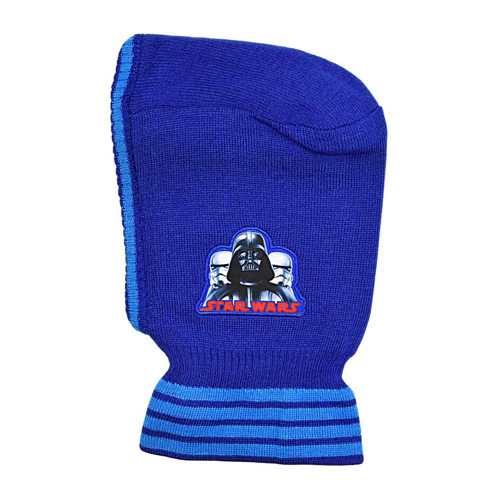 Star Wars Schlupfmütze (2-St) Wintermütze mit Blau - Handschuhen Einheitsgröße Set