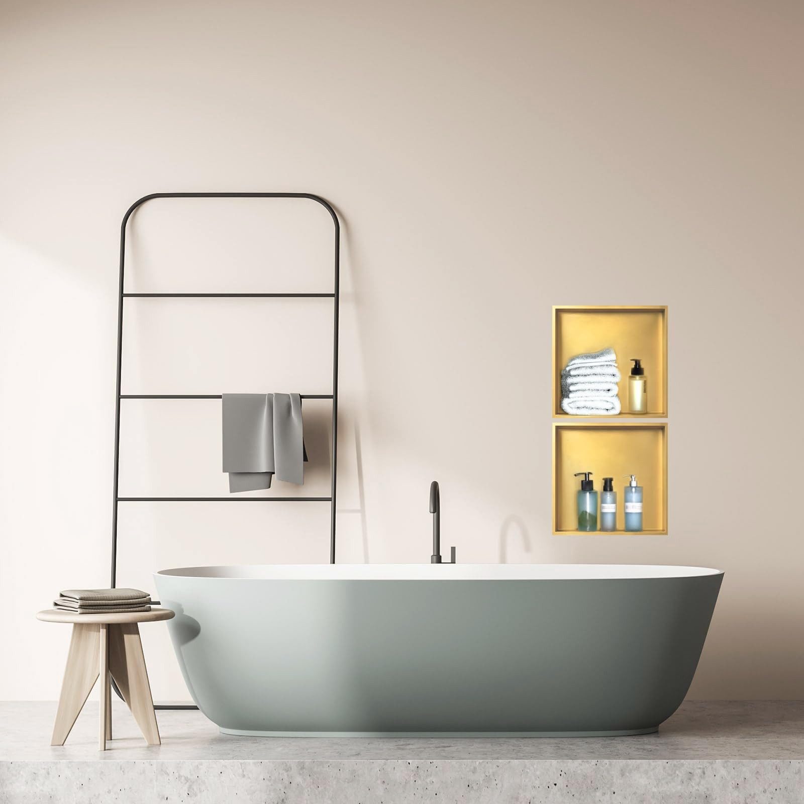 SaniteModar Duschwand Wandnische Dusche 30×30×10cm, Edelstahl, (1 tlg), Einzelregal zur Lagerung