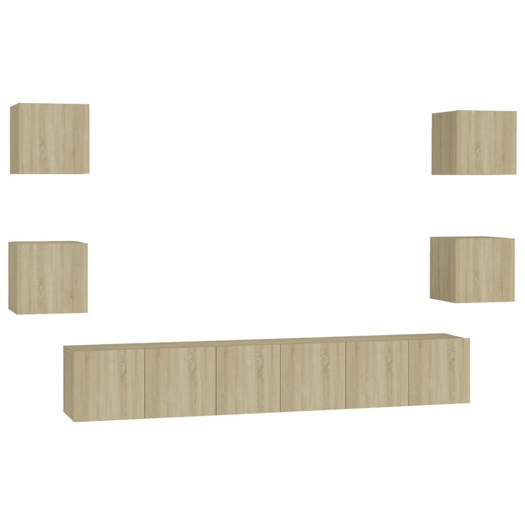 Holzwerkstoff Sonoma-Eiche TV-Schrank-Set vidaXL 7-tlg. (1-St) Eiche Sonoma TV-Schrank