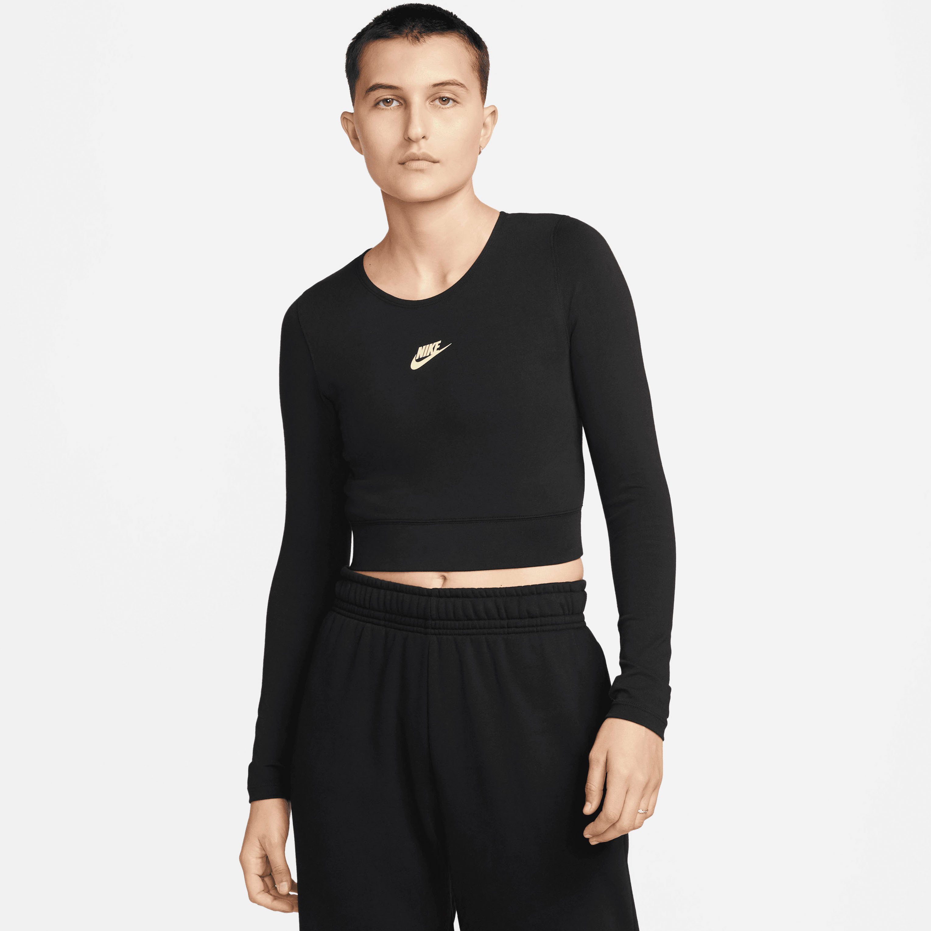 schwarz Langarmshirt CROP TOP NSW Sportswear LS W DNC Nike