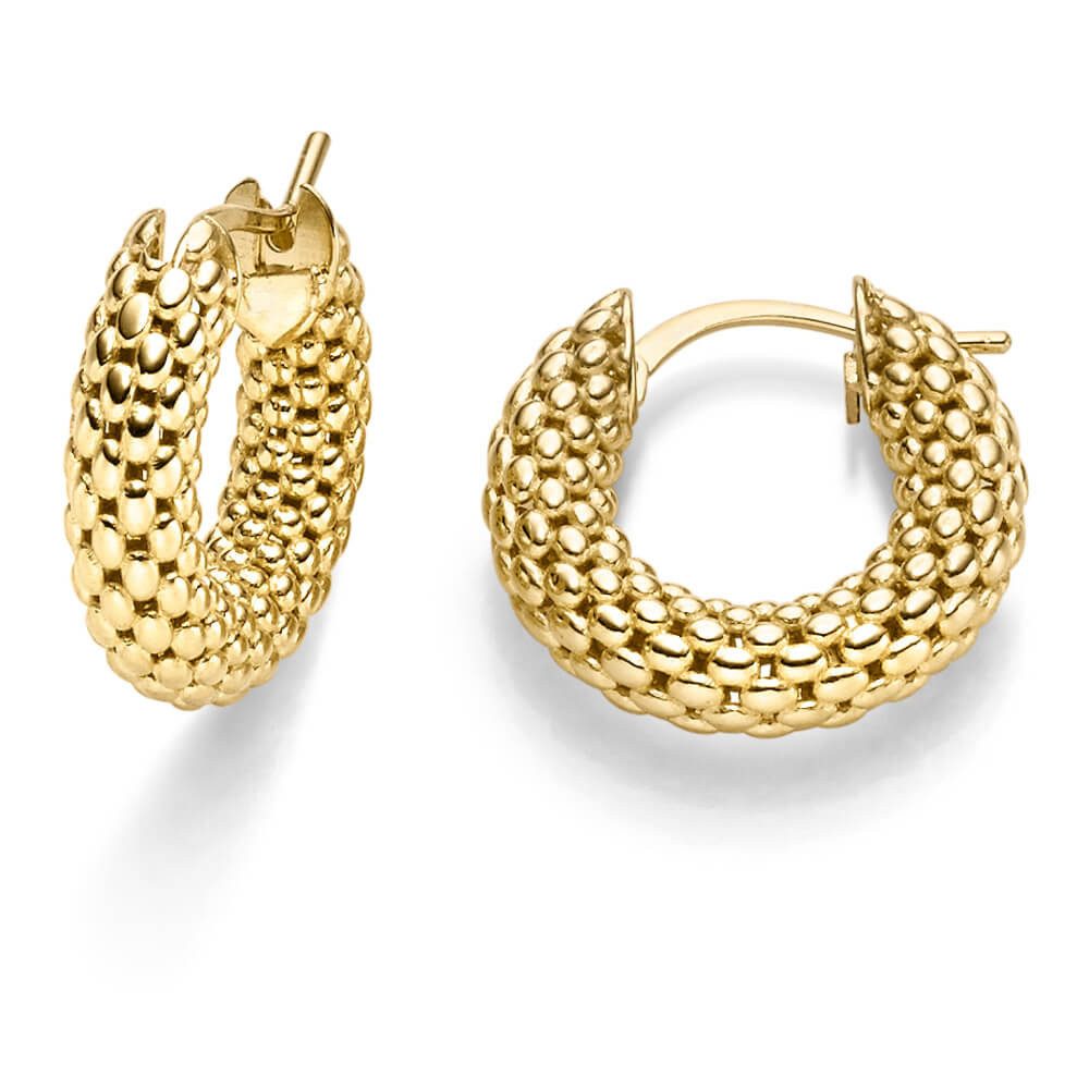 Schmuck Krone Paar Creolen Paar Creolen mit Himbeer-Muster 20x5mm 585 Gelbg günstig online kaufen