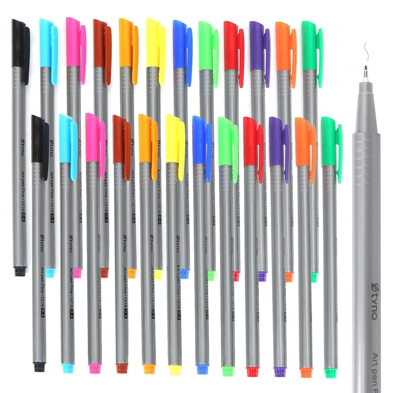 LuxusKollektion Fineliner Fineliner Set 24 Farben Metallspitze 0,3mm Ergonomisch
