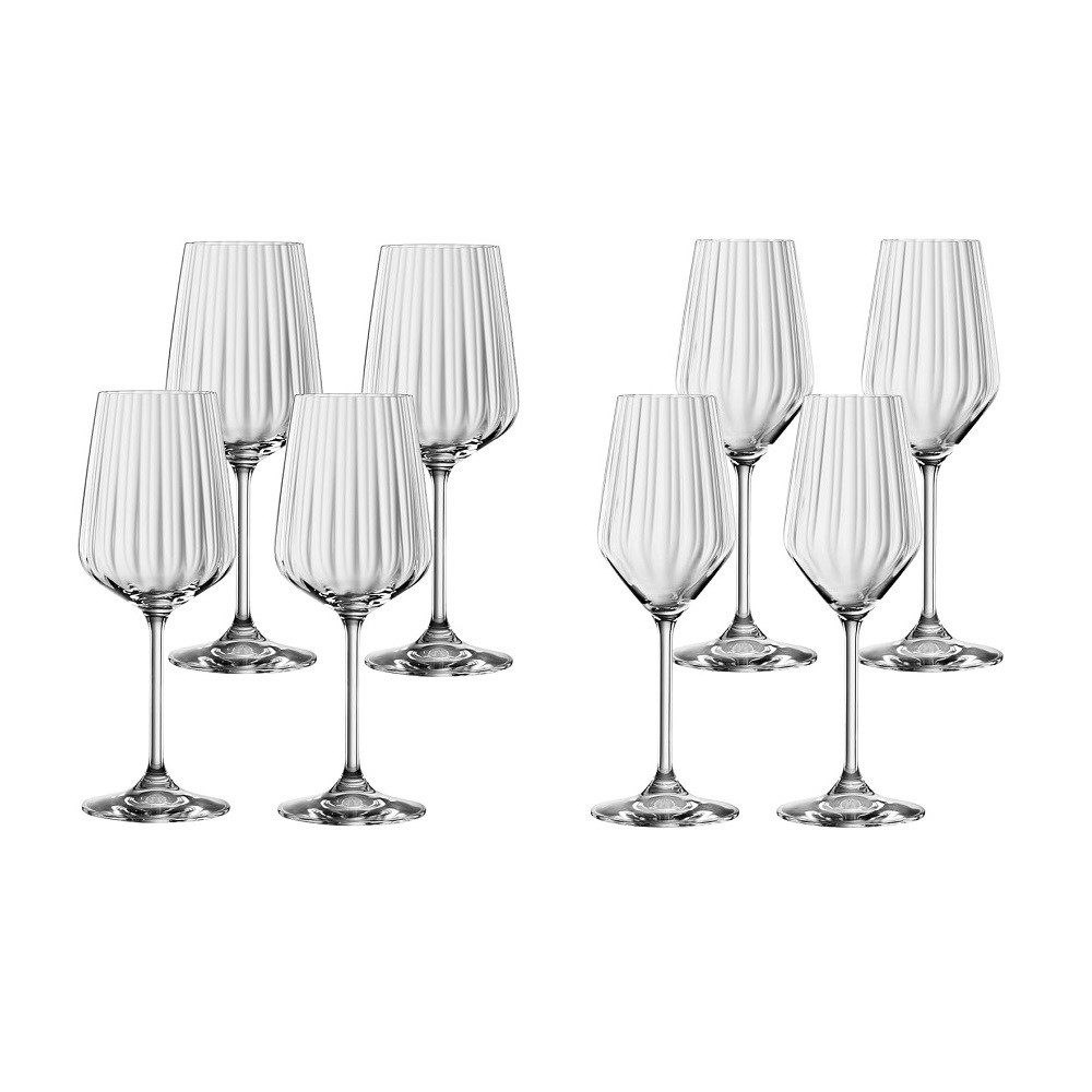 Weinglas Spiegelau Lifestyle 4x Weißwein + 4x Champagner Gläser