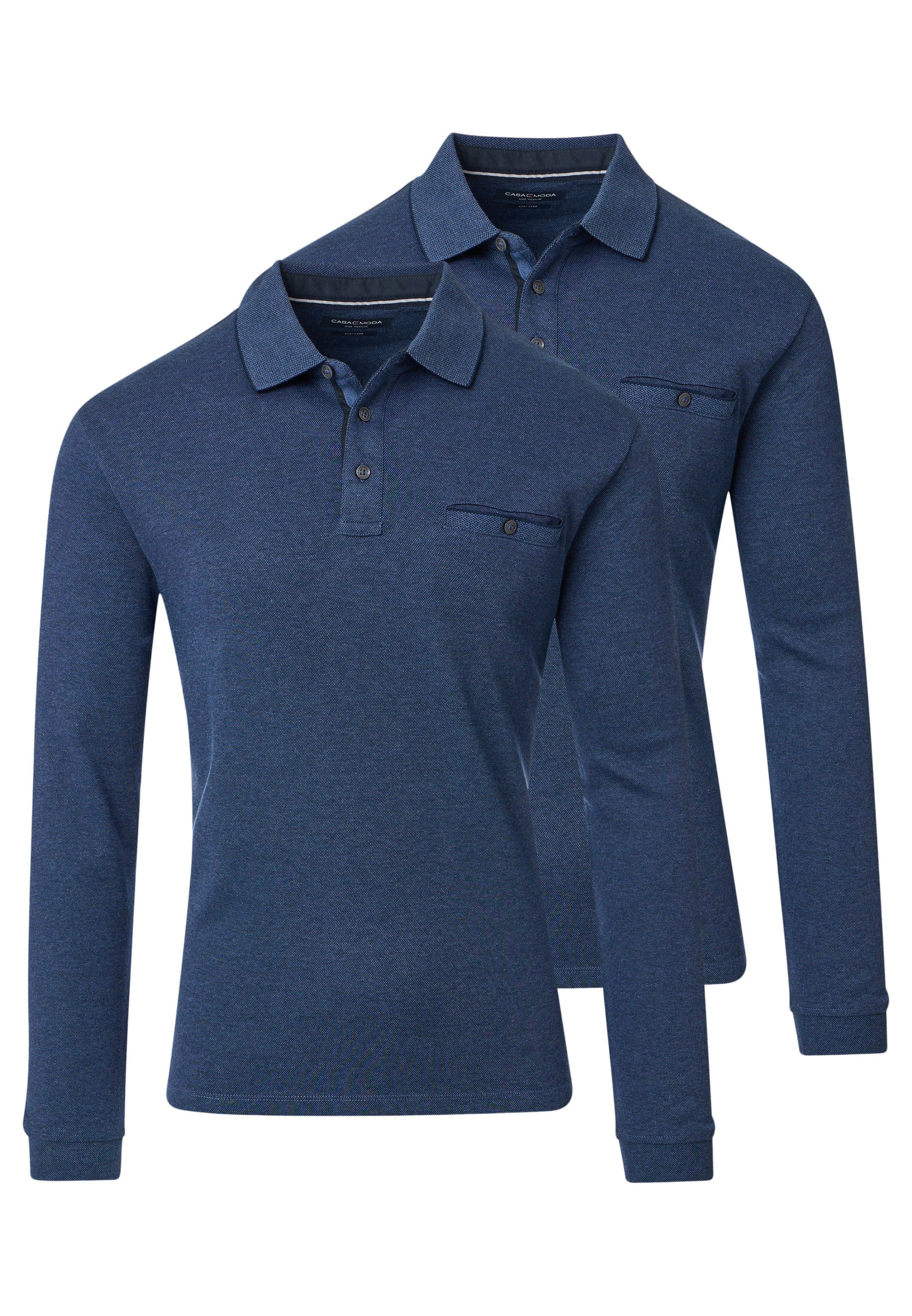 CASAMODA Langarm-Poloshirt 2er Pack Basic (Spar-Set, 2-tlg) Poloshirt - Baumwolle - Atmungsaktiv - Normale Passform