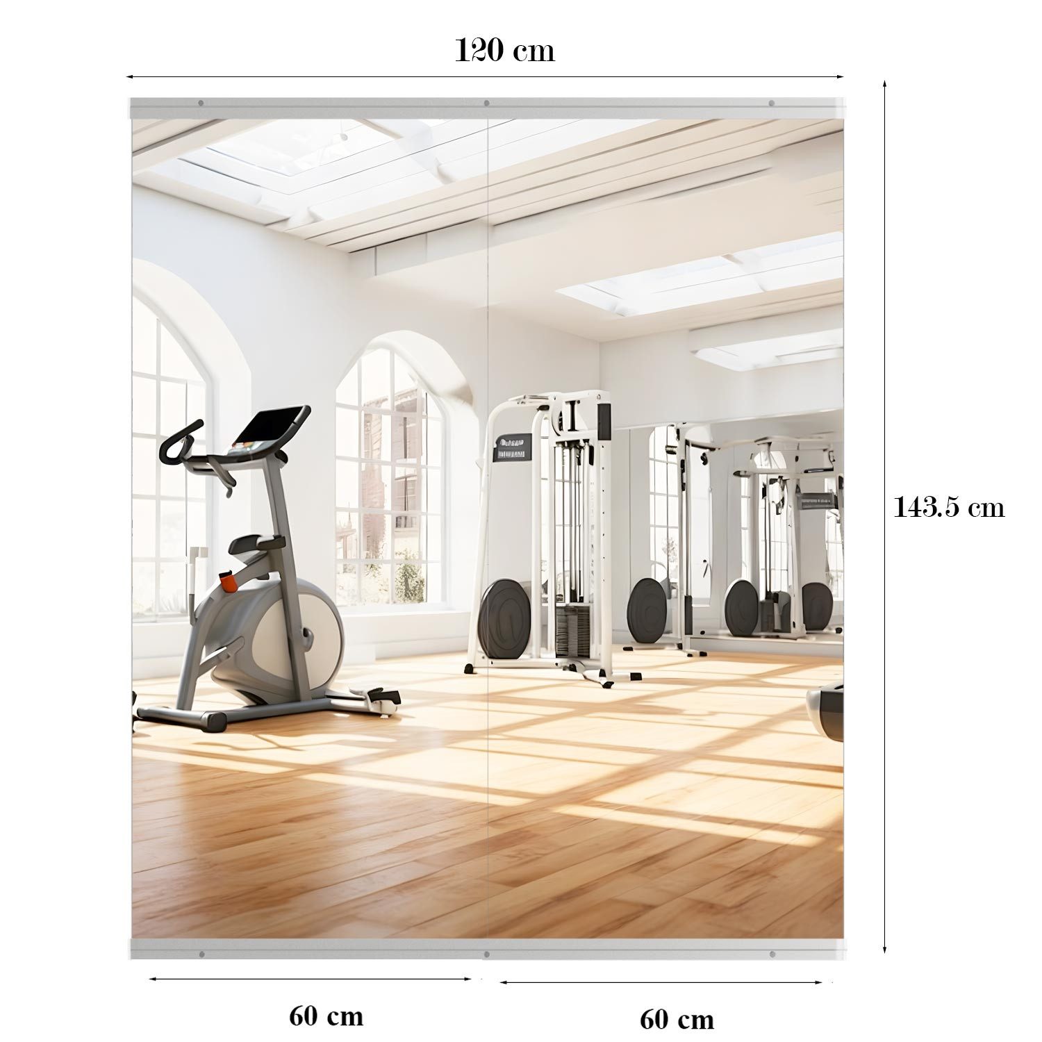 Elemango Ganzkörperspiegel Home Gym Spiegel, 143*60-2PCS Vollkörperspiegel für Yoga, Tanzraum, Yoga Spiegel, Gehärztes Glas, ohne Rahmen, Garage Fitness