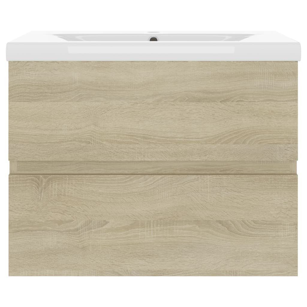 Eiche (1-St) Waschbeckenunterschrank vidaXL Einbaubecken Badezimmerspiegelschrank Holzwerkstoff Sonoma Sonoma-Eiche