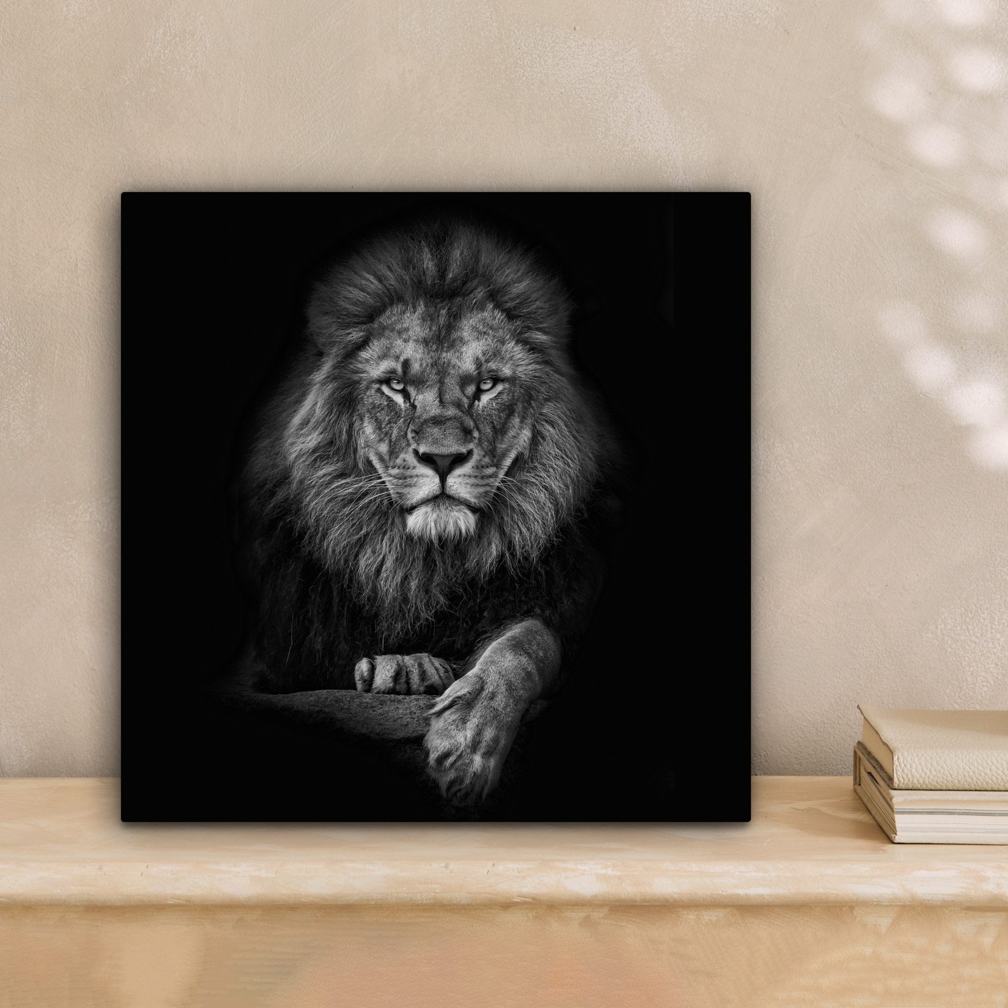 OneMillionCanvasses® Leinwandbild Löwe - Tiere - Schwarz - Weiß, Fotodruck günstig online kaufen