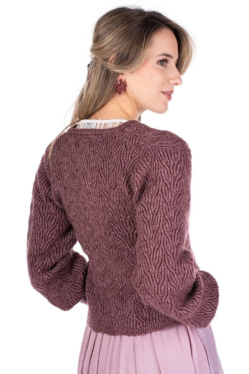 Madame Marie Trachtenstrickjacke Trachten Strickjacke - AVENARA - lavender melange, mahagoni melange – Bild 2 von 5