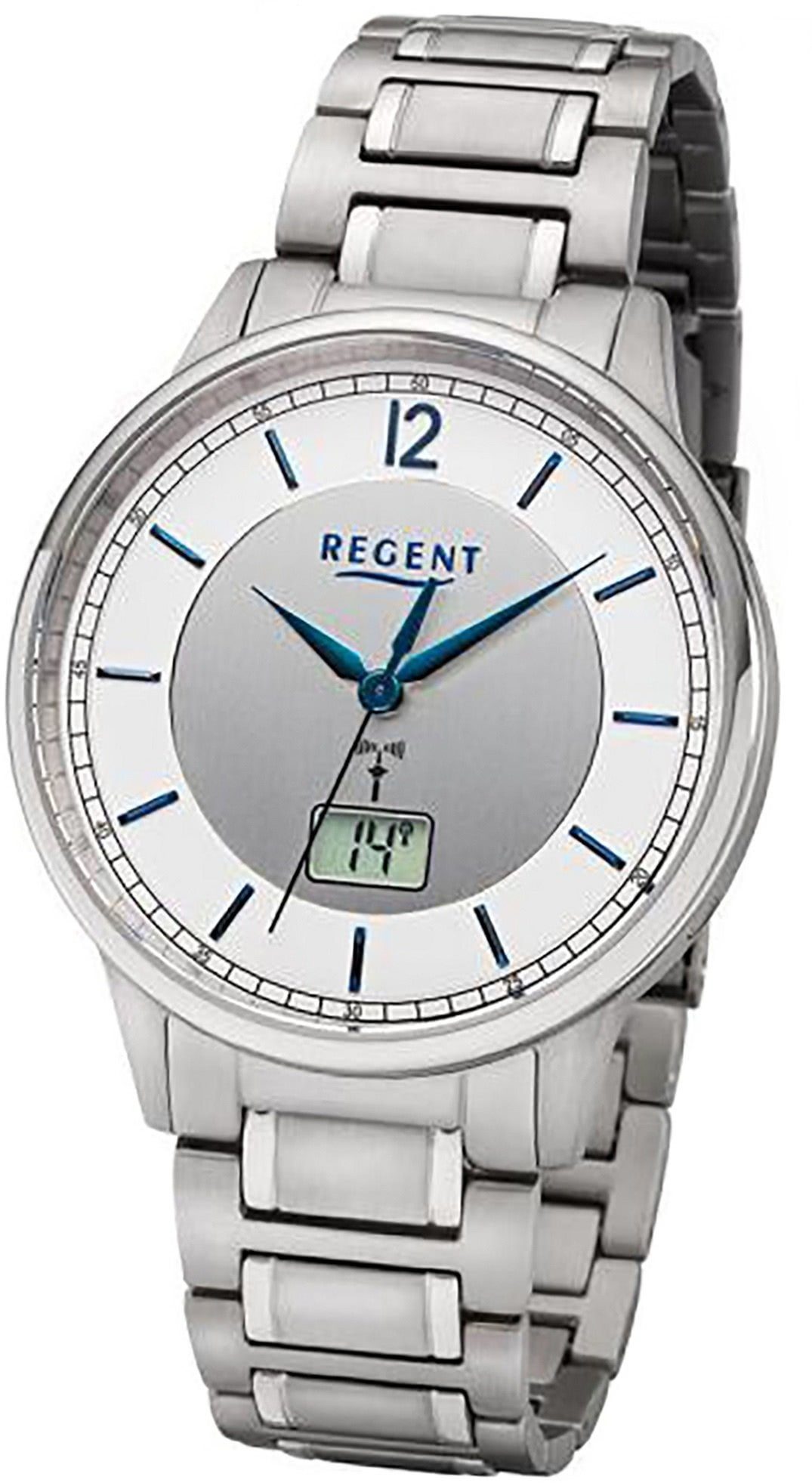 Regent Funkuhr Regent Titan Herren Uhr, Herrenuhr rund, groß (ca. 41mm), Titan, Titanarmband, Elegant-Style