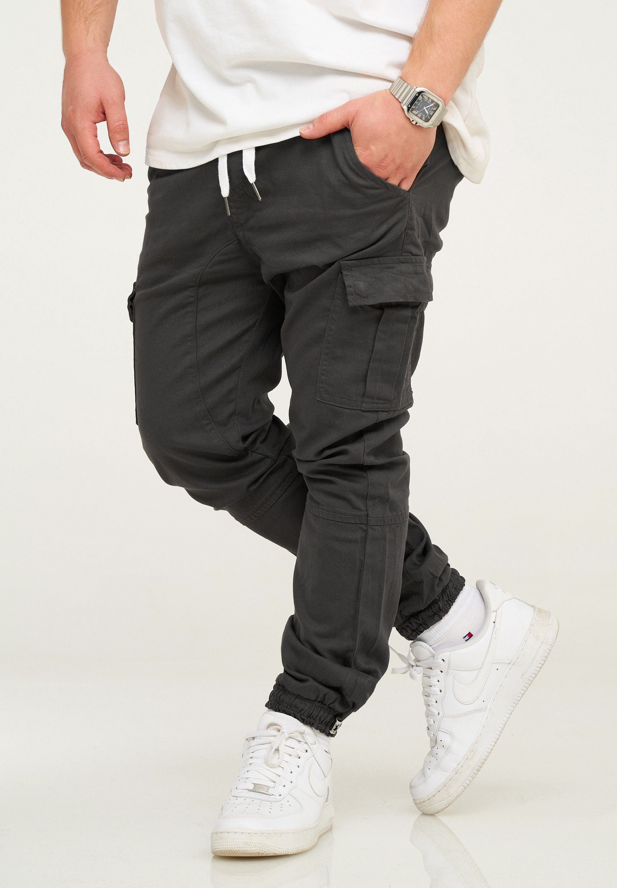 SOULSTAR Cargohose MPQUITO Jogger-Hose mit elastischem Bund Dunkelgrau