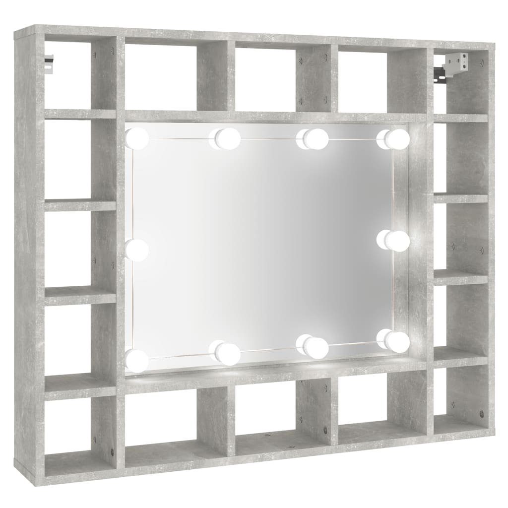 vidaXL Badezimmerspiegelschrank Betongrau mit Spiegelschrank LED cm 91x15x76,5 (1-St)