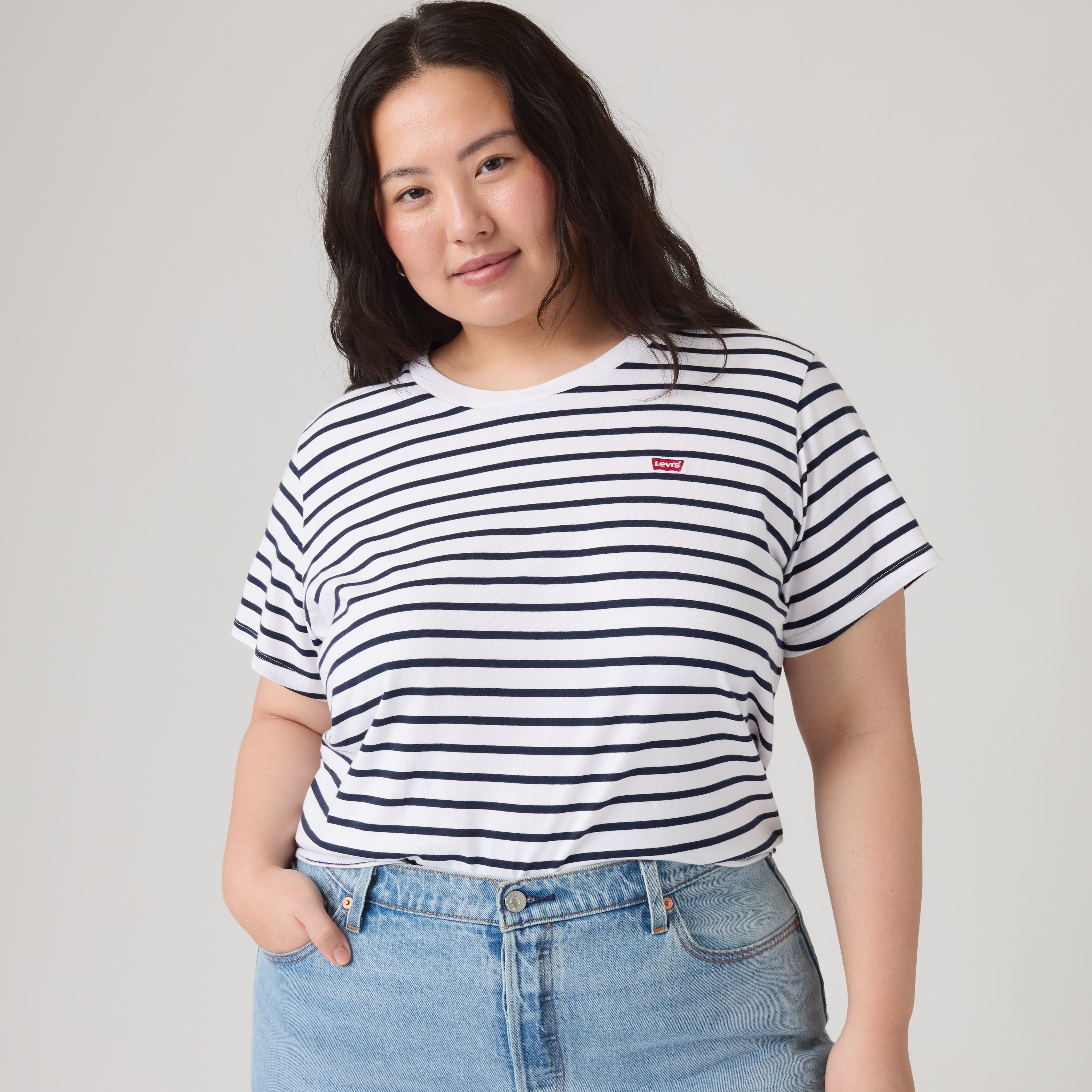 Levi's® Plus T-Shirt PL THE PERFECT im Streifendesign
