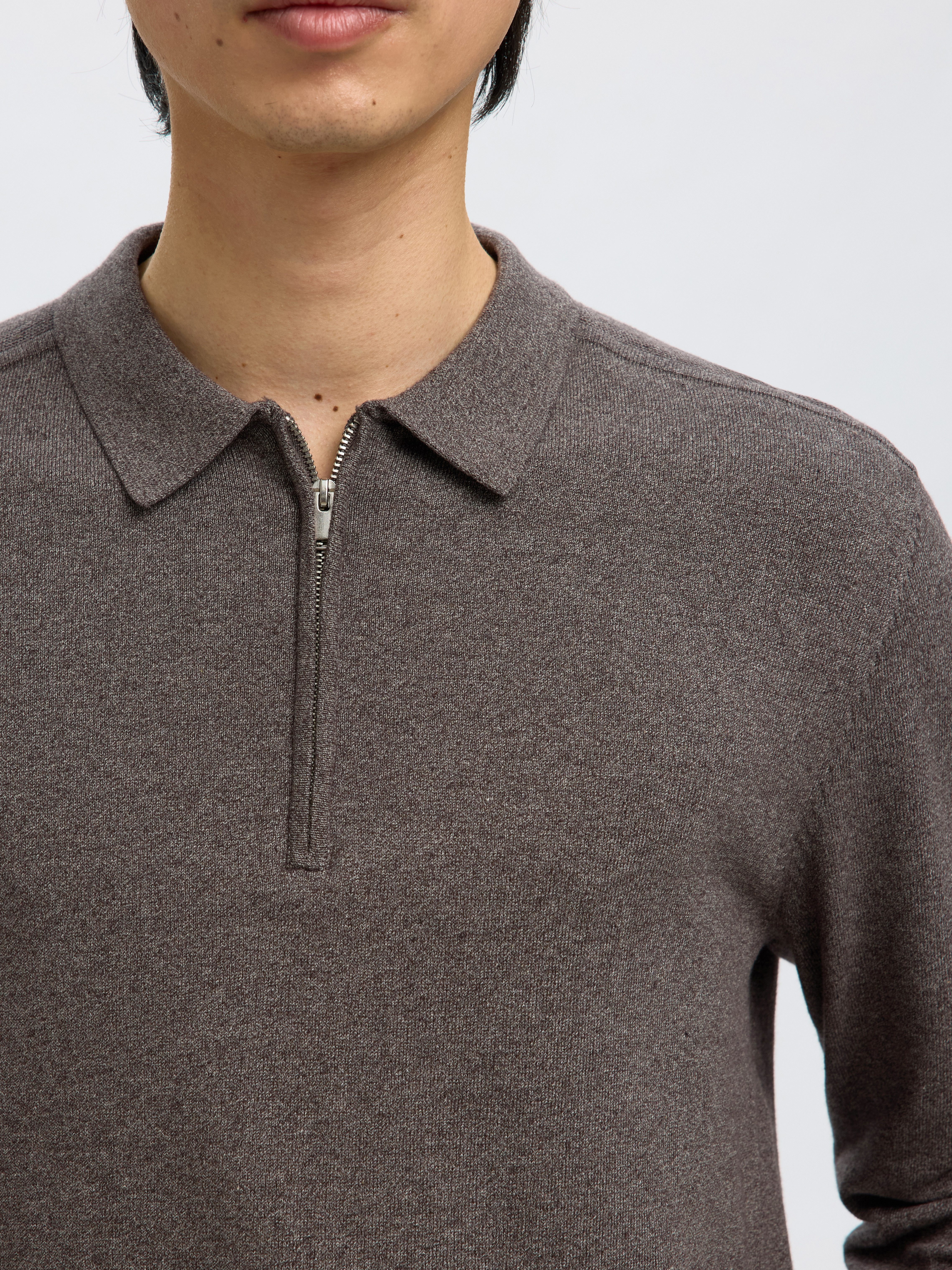 Selected Polokragenpullover SLHBERG LS HALF ZIP POLO NOOS günstig online kaufen