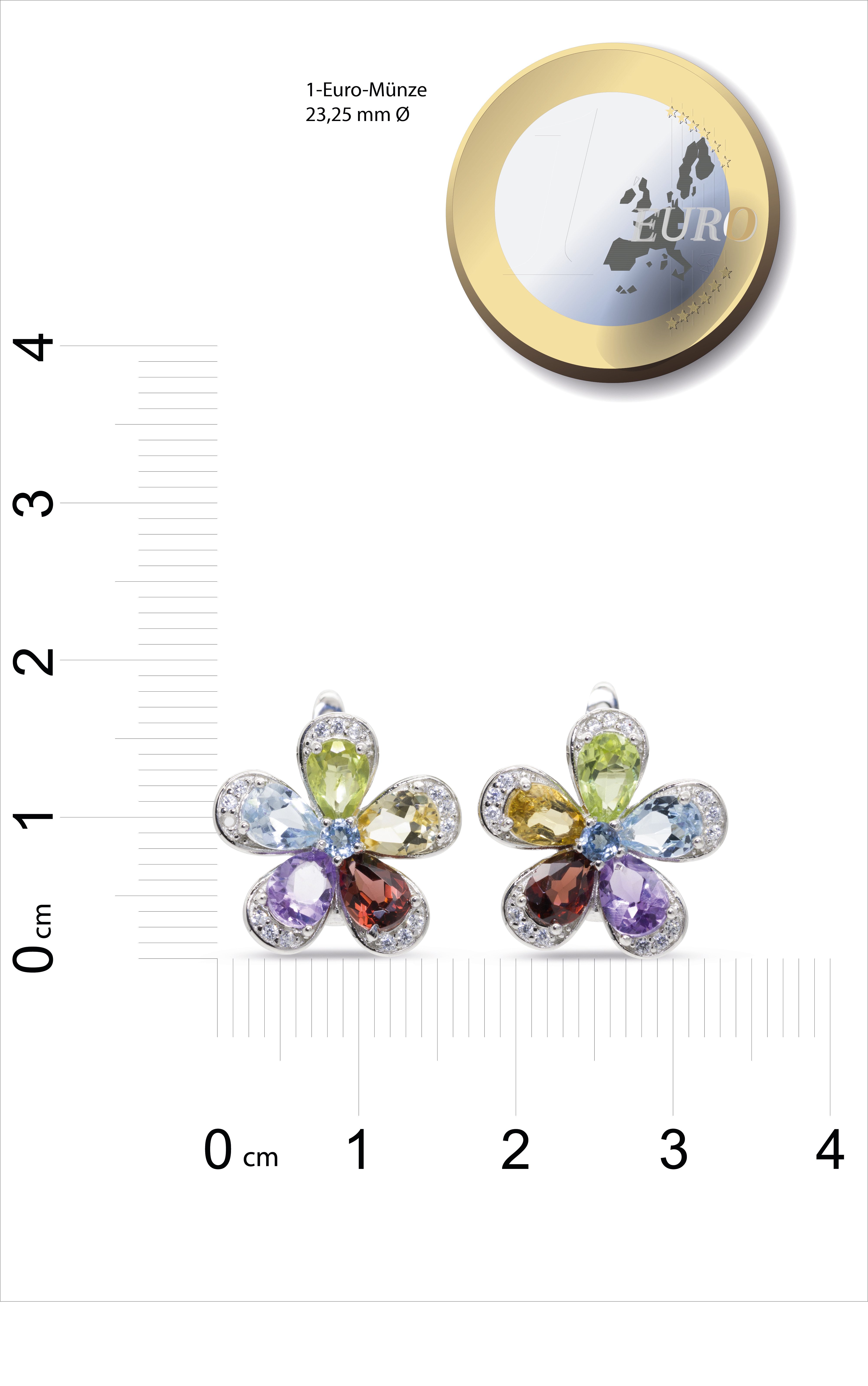 SCHEPPE SCHMUCK Ohrstecker-Set Damen - echte Edelsteine - 925 Sterling Silber - Blume Blüte (Set, 2-tlg., Zum Schutz rhodiniert, incl. Schmuckbox), Echte Edelsteine