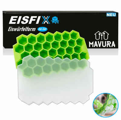 MAVURA Eiswürfelform EISFIX Silikon Eiswürfel Form Eiswürfelschale Eiskugeln Eiskugelform, Eiswürfelbehälter Waben Eiswürfelbereiter Grün [2er Set]