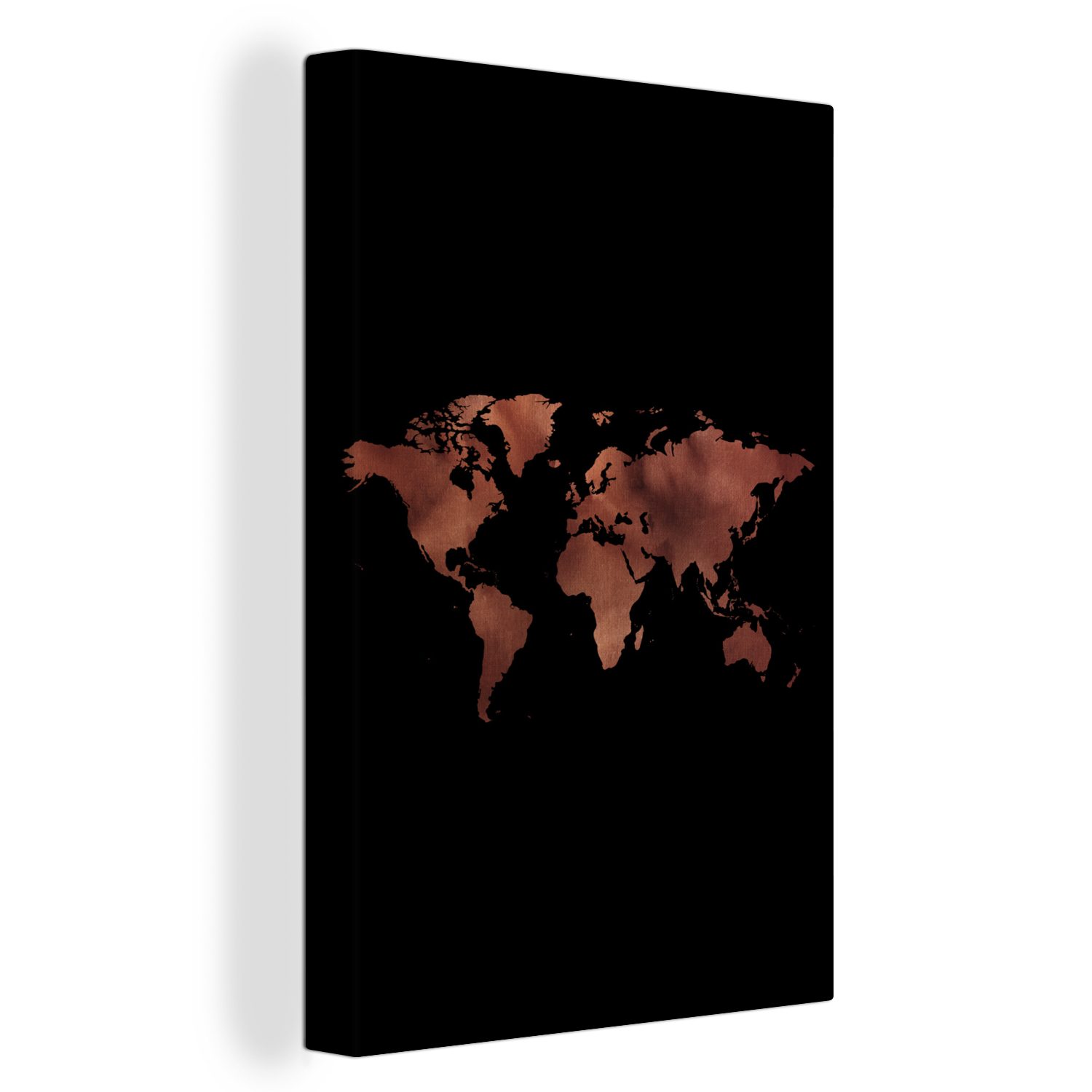 OneMillionCanvasses® Leinwandbild Weltkarte - Rot - Schwarz, (1 St), Leinwandbild fertig bespannt inkl. Zackenaufhänger, Gemälde, 20x30 cm