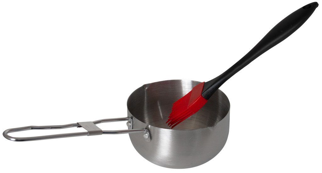 Trendyshop365 Marinadenpinsel 2-teiliges Marinier-Set mit Silikon-Pinsel und Soßentopf Grillzubehör, Küchenpinsel mit Silikonborsten