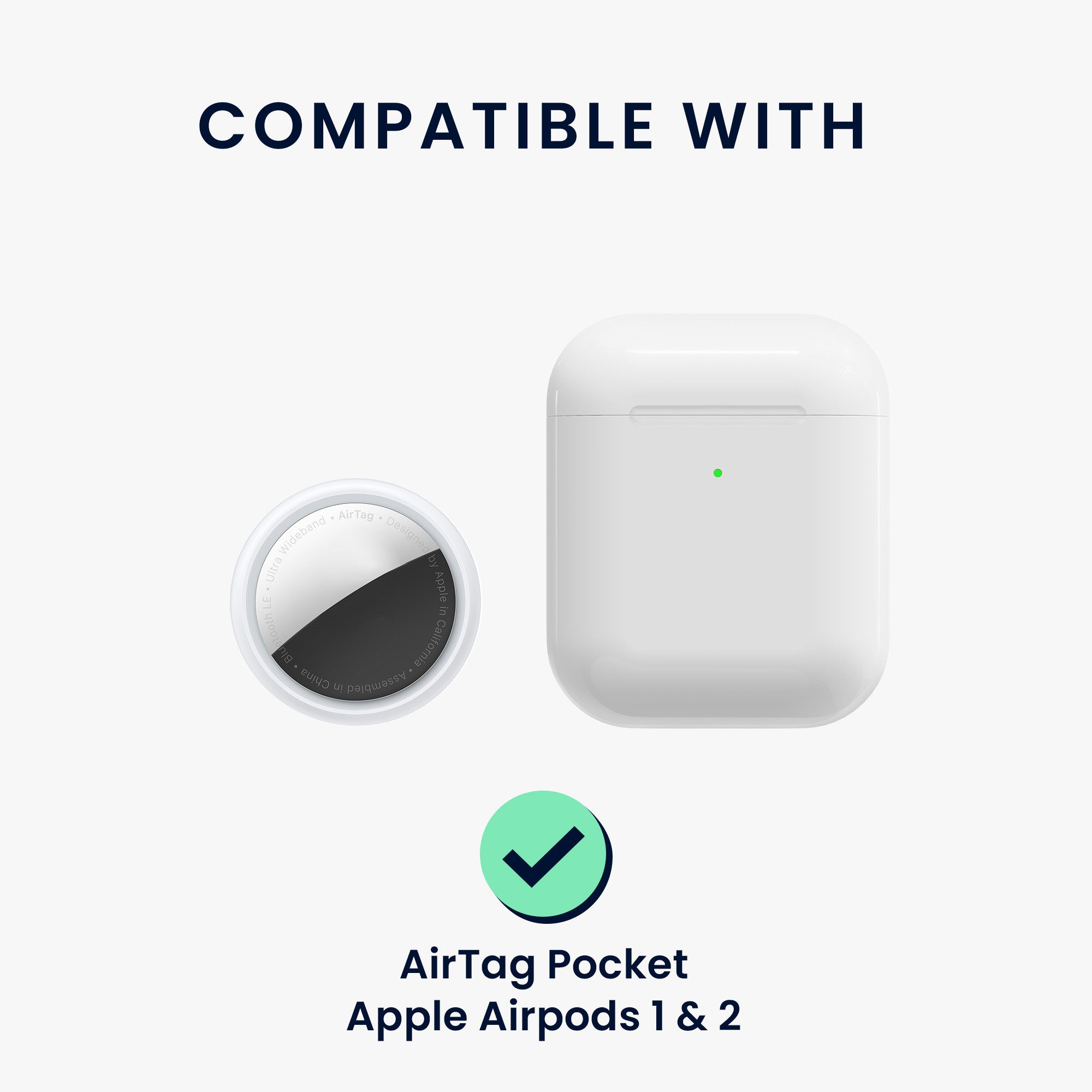 kwmobile Kopfhörer-Schutzhülle 2-in1 Schutzhülle für Apple Airpods 1 & 2 Hülle, Weiches Silikon Cover - Schutzhülle mit Karabiner mit Airtag Case