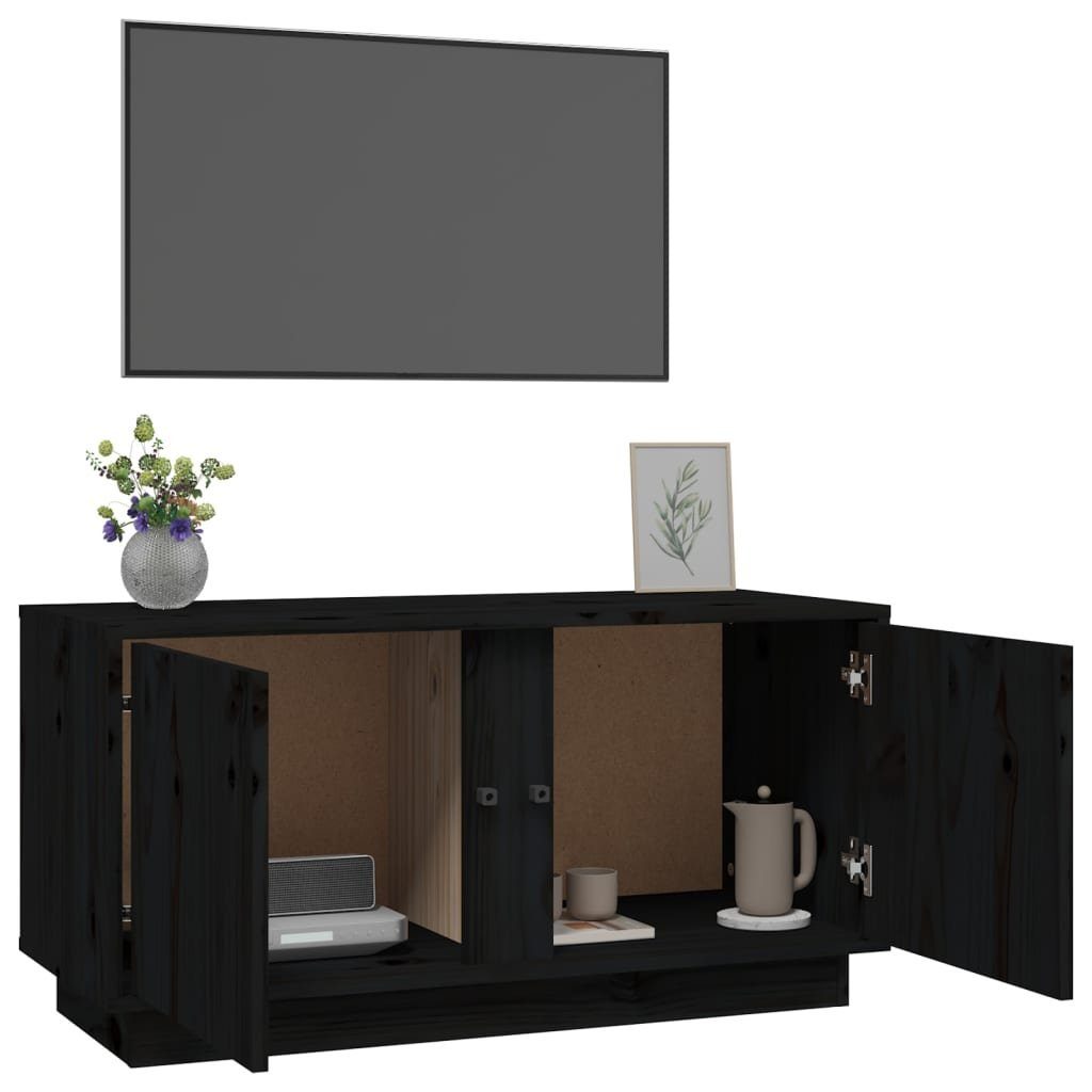 Massivholz Kiefer furnicato Schwarz cm 80x35x40,5 TV-Schrank