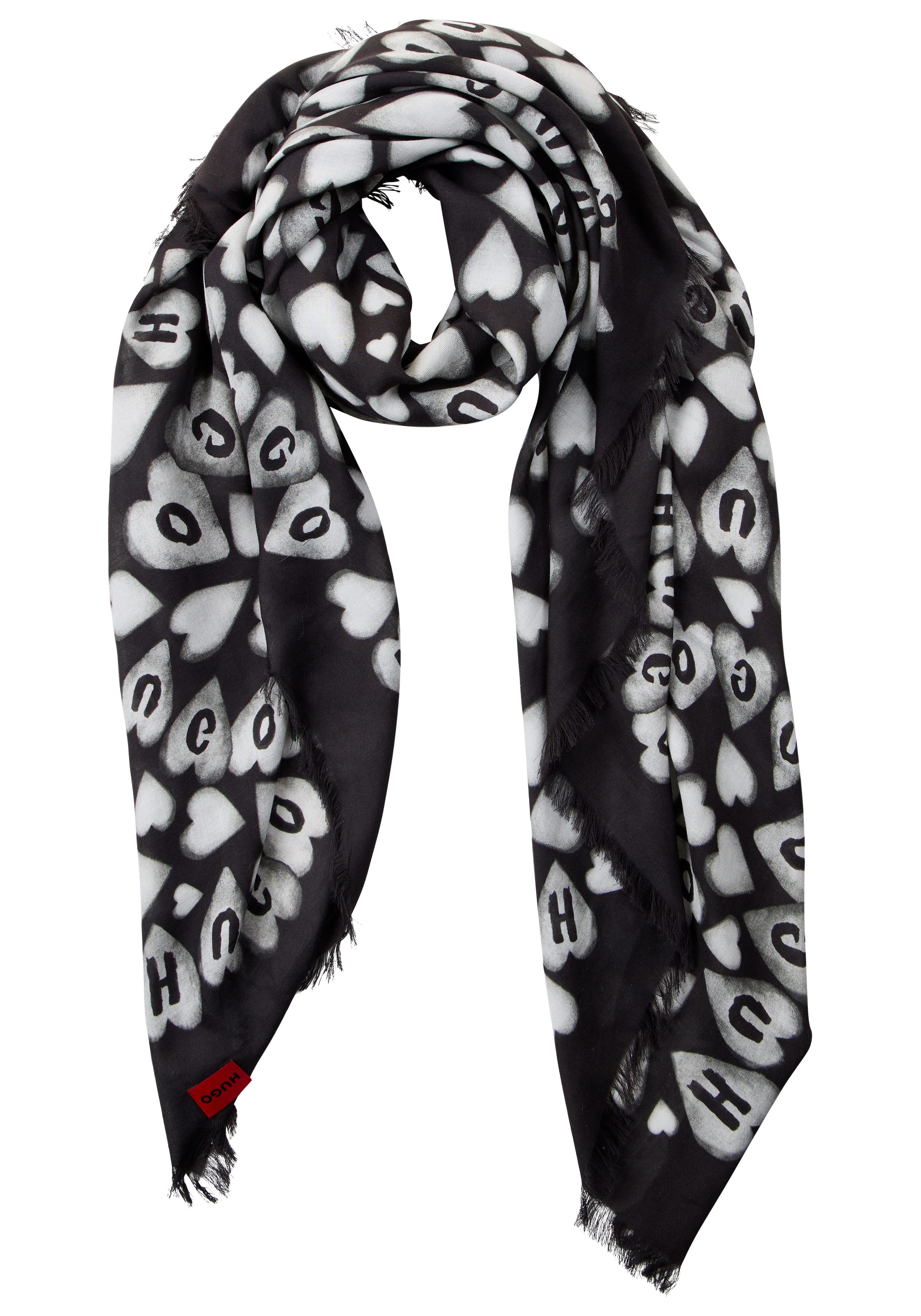 HUGO Schal Alycia 120*120, mit HUGO-Logodrucken günstig online kaufen