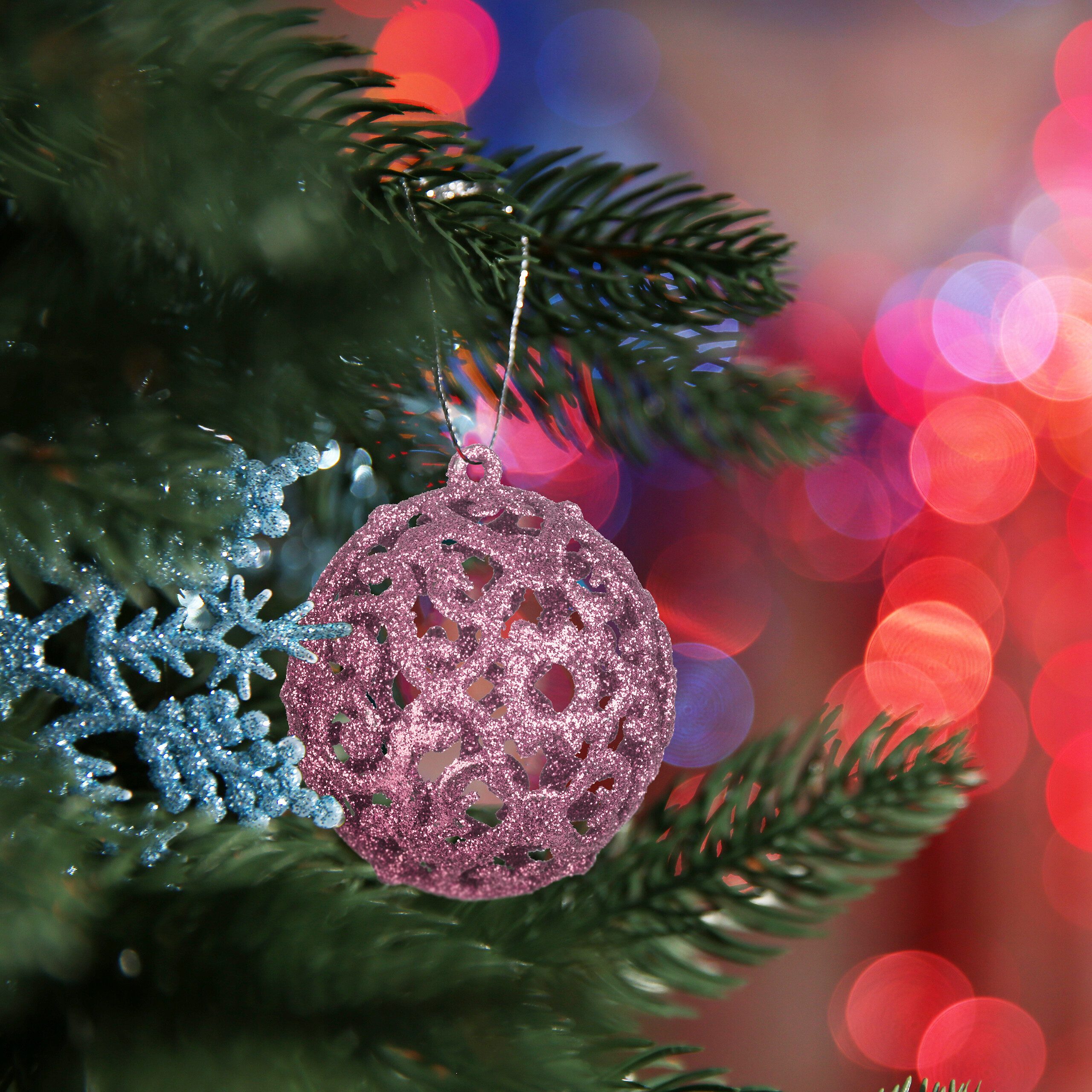 relaxdays Weihnachtsbaumkugel Weihnachtskugeln im 50er Set (50 St), Rosa