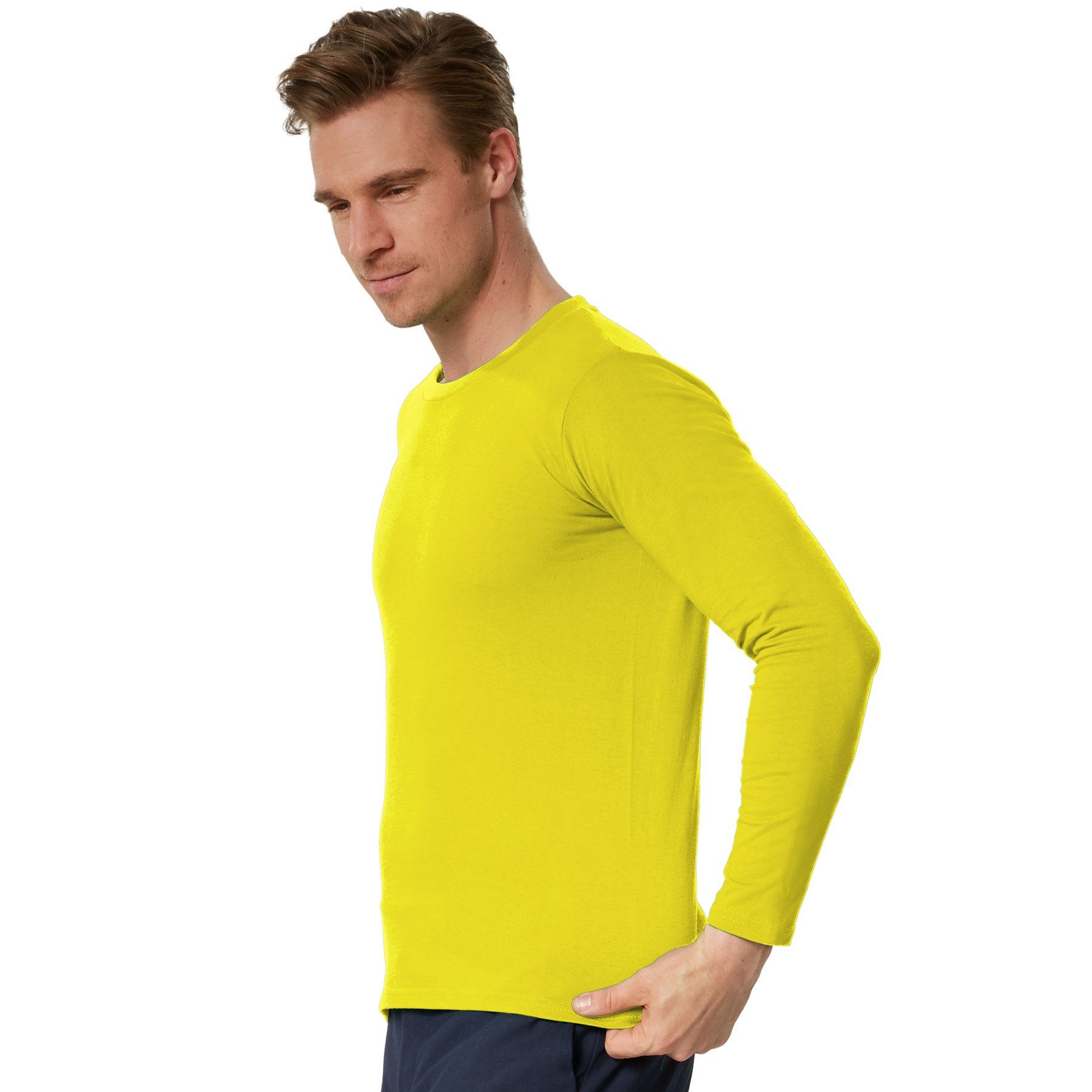 dressforfun Longsleeve Langarm-Shirt Männer Rundhals gelb