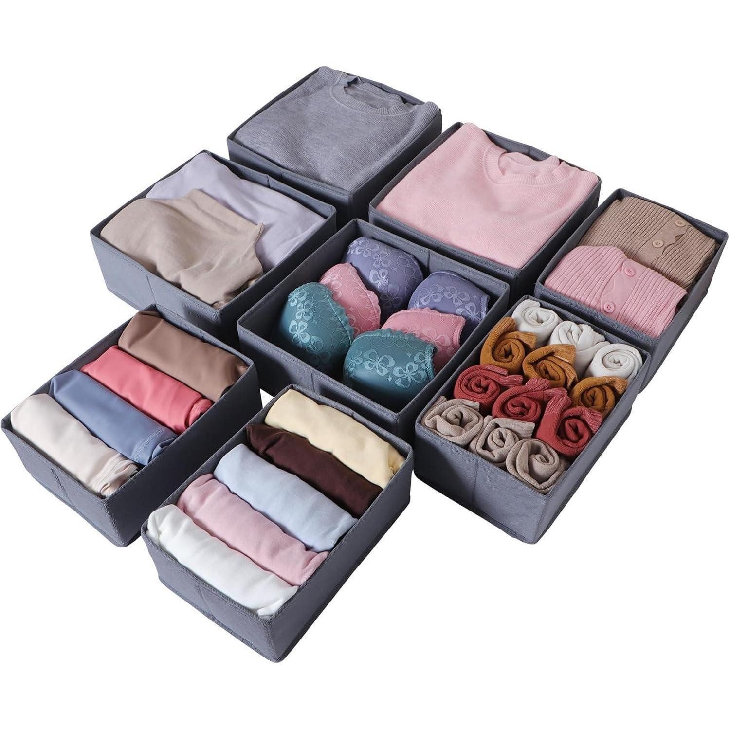 LuxusKollektion Schubladeneinsatz Faltbare Stoff Schubladen Organizer 8er Set Kleidung Aufbewahrungsbox