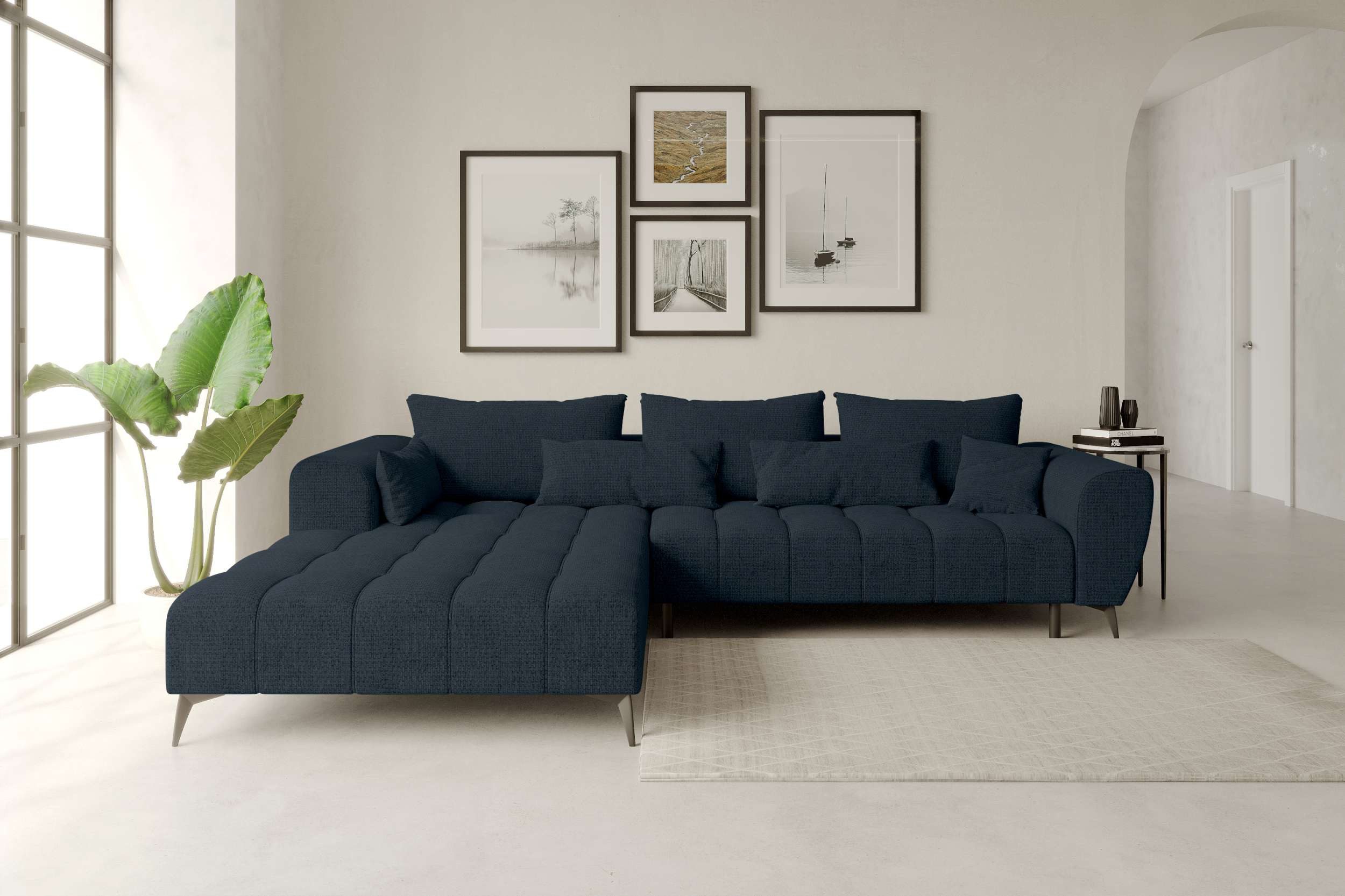 99rooms Ecksofa Ferrano, Sofa L-Form, Eckcouch, wählbar mit/ohne Sitztiefenverstellung, Rundumbezug aus Chenille EDEN