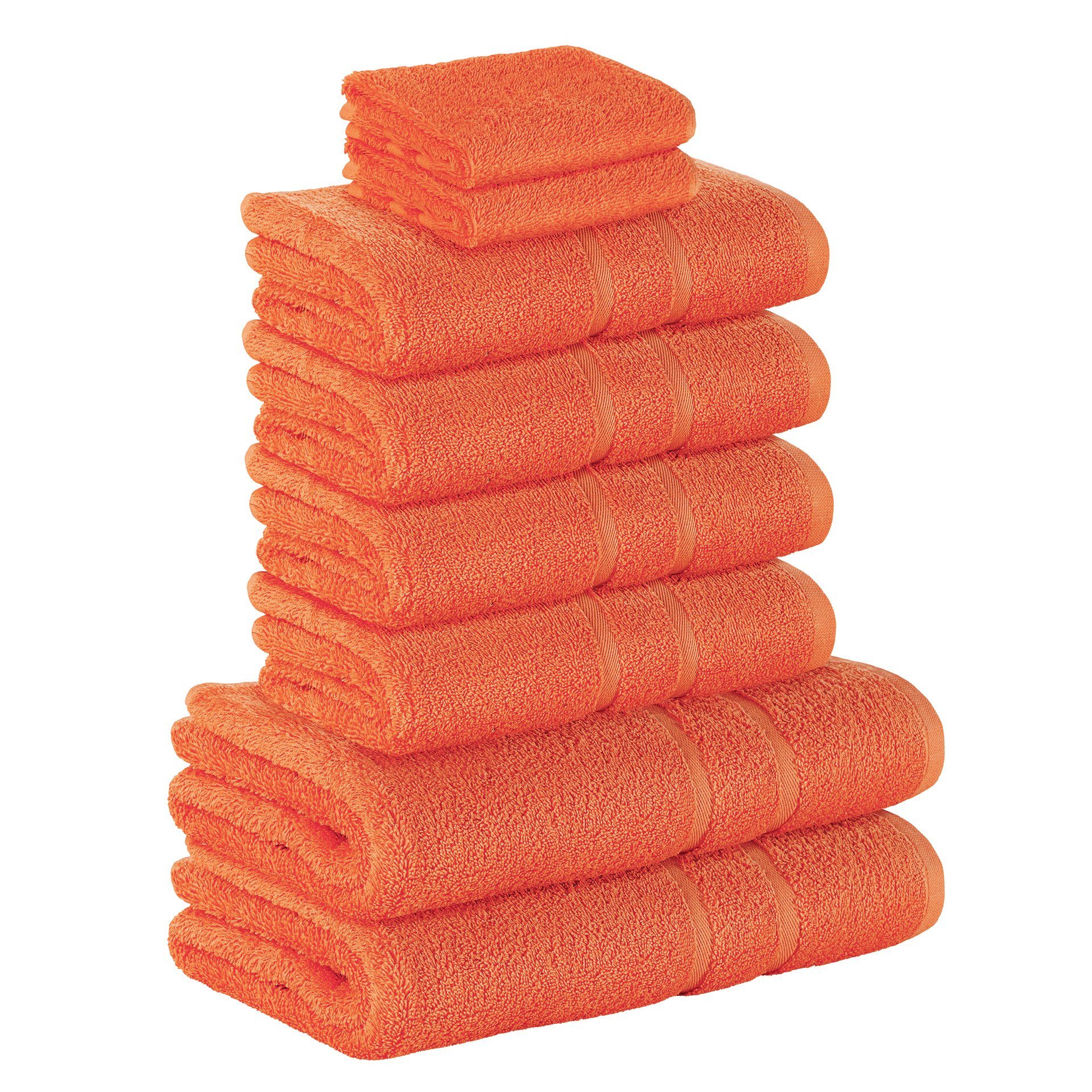 StickandShine Handtuch Set 2x Gästehandtuch 4x Handtücher 2x Duschtücher als SET in verschiedenen Farben (8 Teilig) 100% Baumwolle 500 GSM Frottee 8er Handtuch Pack, 100% Baumwolle 500 GSM Orange