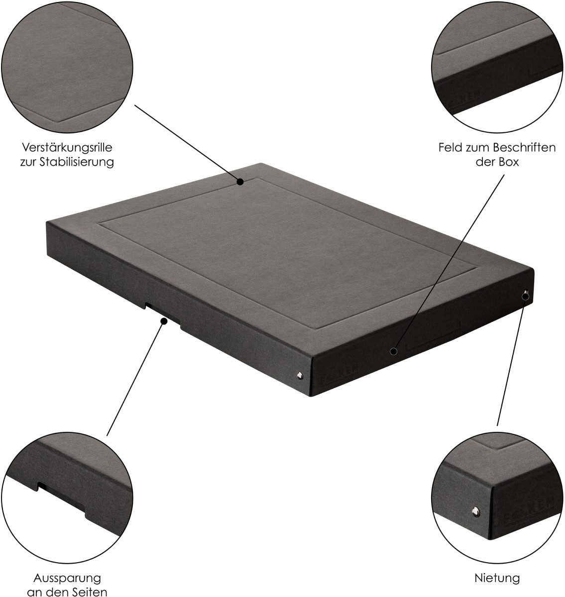 Fächermappe PURE Box Black A3 40mm Füllhöhe schwarz