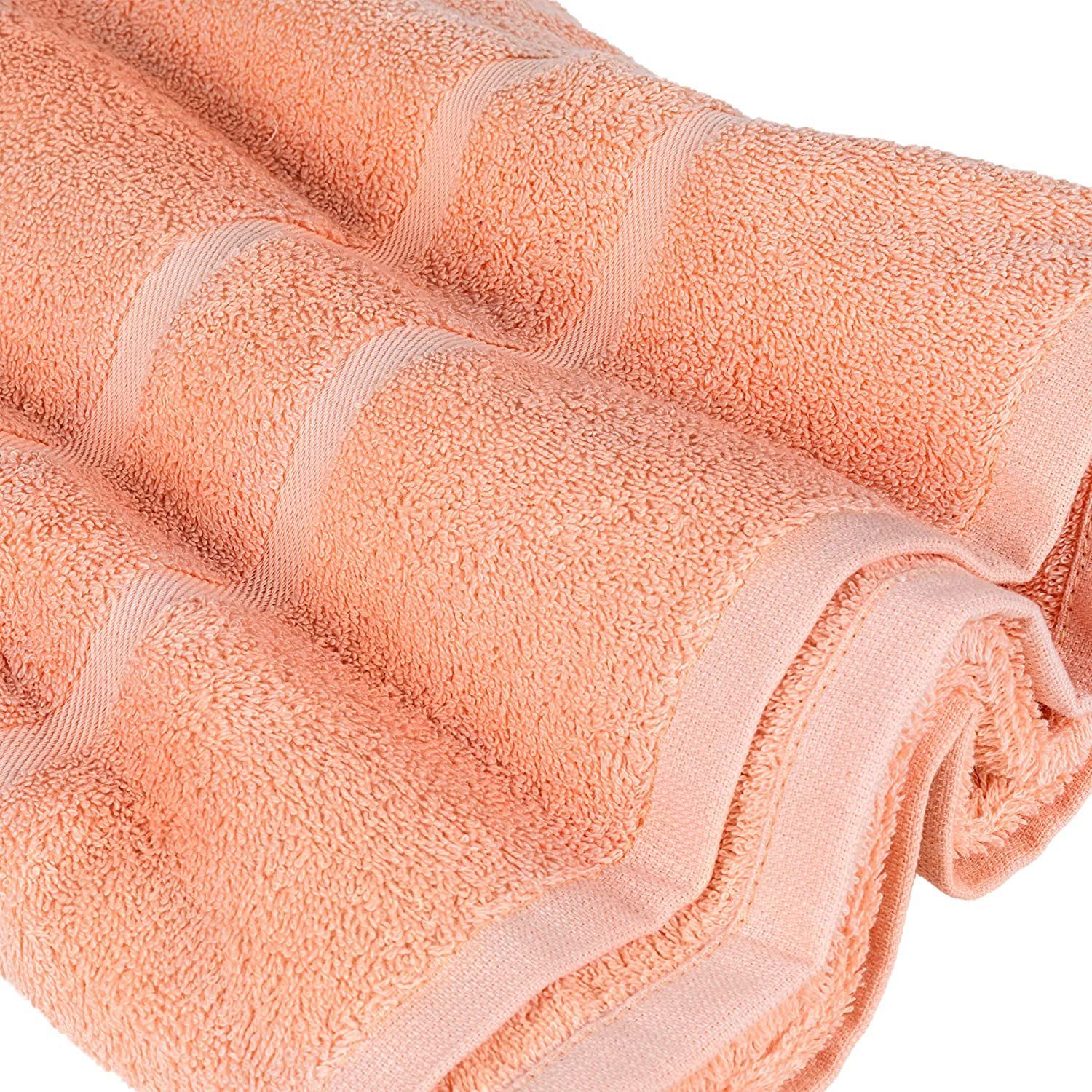 Pack, Gästehandtuch 500GSM Baumwolle 4er Frottee (4 Teilig) Handtuch Handtücher Baumwolle in 2x Handtuch verschiedenen StickandShine GSM als SET 2x Peach Farben 500 100% 100%
