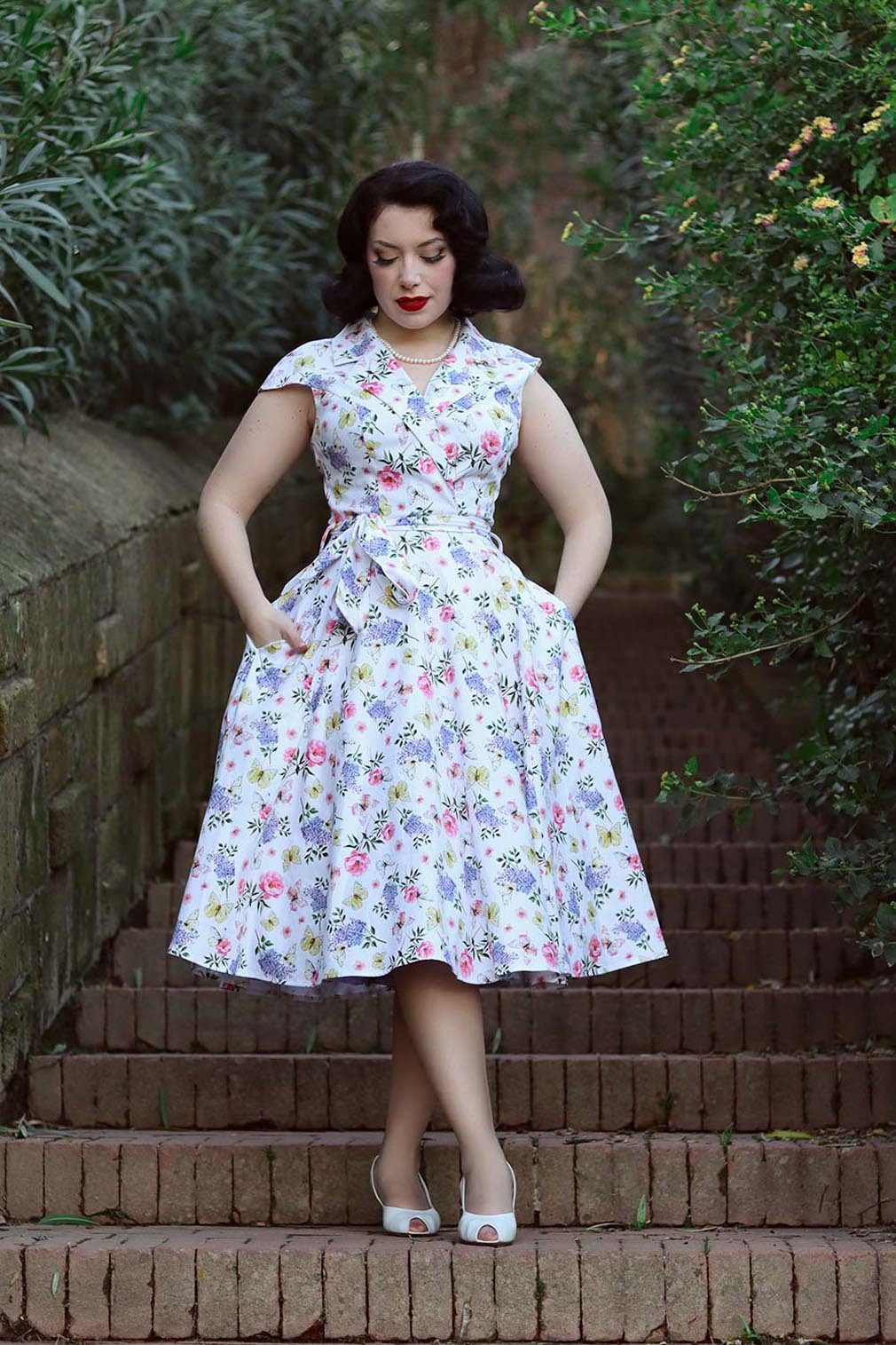 Hearts & Roses London A-Linien-Kleid Zoey Floral Retro Vintage Fit-N-Flare günstig online kaufen