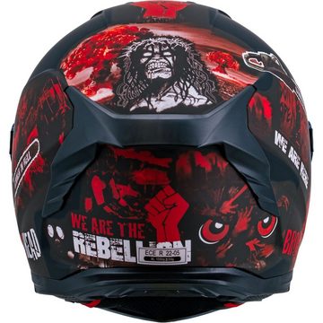 Broken Head Motorradhelm Broken Head Integralhelm Resolution Rot Set + Rot-Verspiegeltes Visier (Mit Rot verspiegeltem Visier), Mit Symbolen der Revolution!