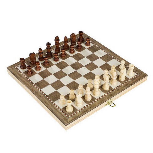 Haushalt International Spiel, »Brettspiel Schachbrett Backgammon-Spiel Schachspiel Schachbrettspiel Mühle Dame«, mit 2 Würfeln, tragbar, mobil, klappbar