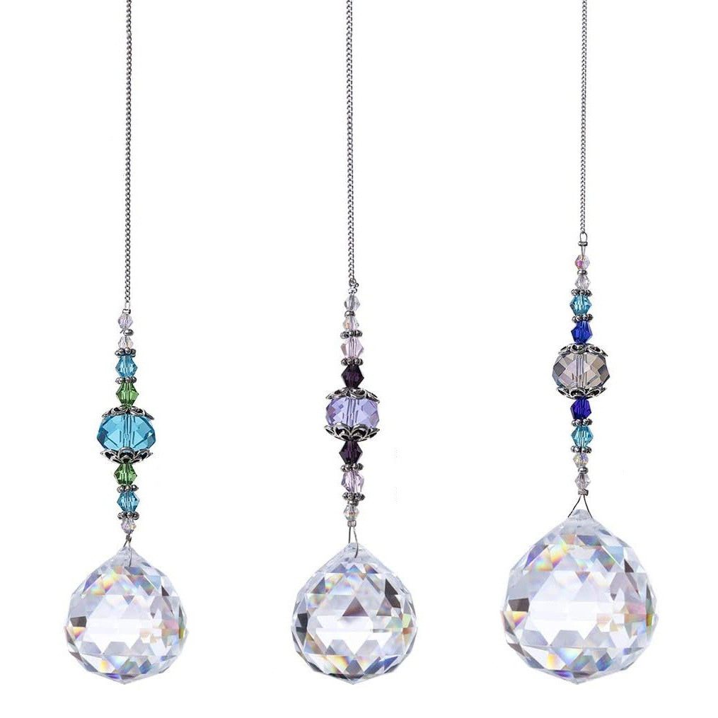 POPOLIC Windspiel Prismenkugel Kristall Regenbogen Maker Glas Fenster Sonnenfänger (3 St)