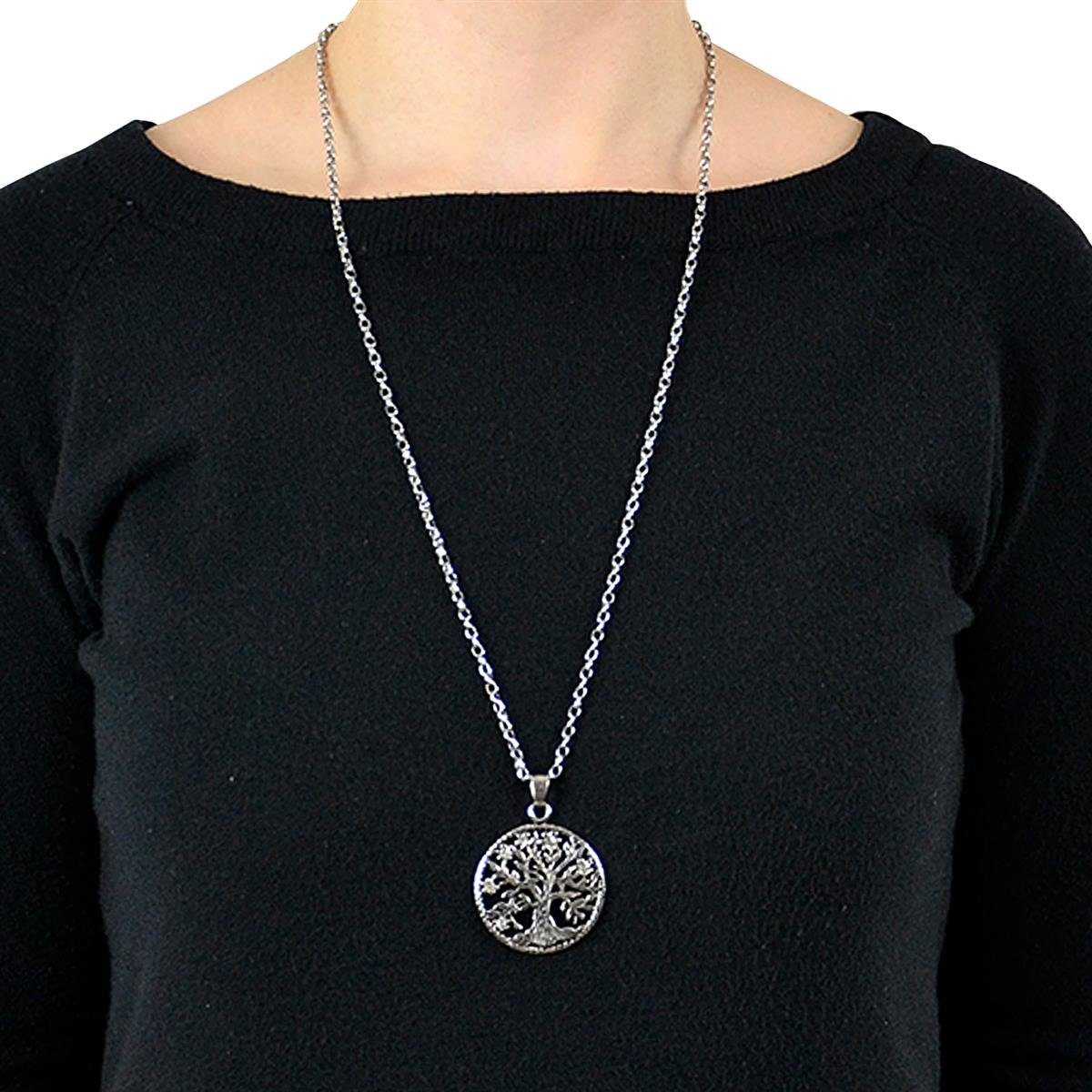 Morella Kette mit Anhänger Halskette 70 cm mit Anhänger (1-tlg., Kette mit Anhänger inkl. Samtbeutel), Silberne Kette mit Lebensbaum, im Samtbeutel – Bild 3 von 5