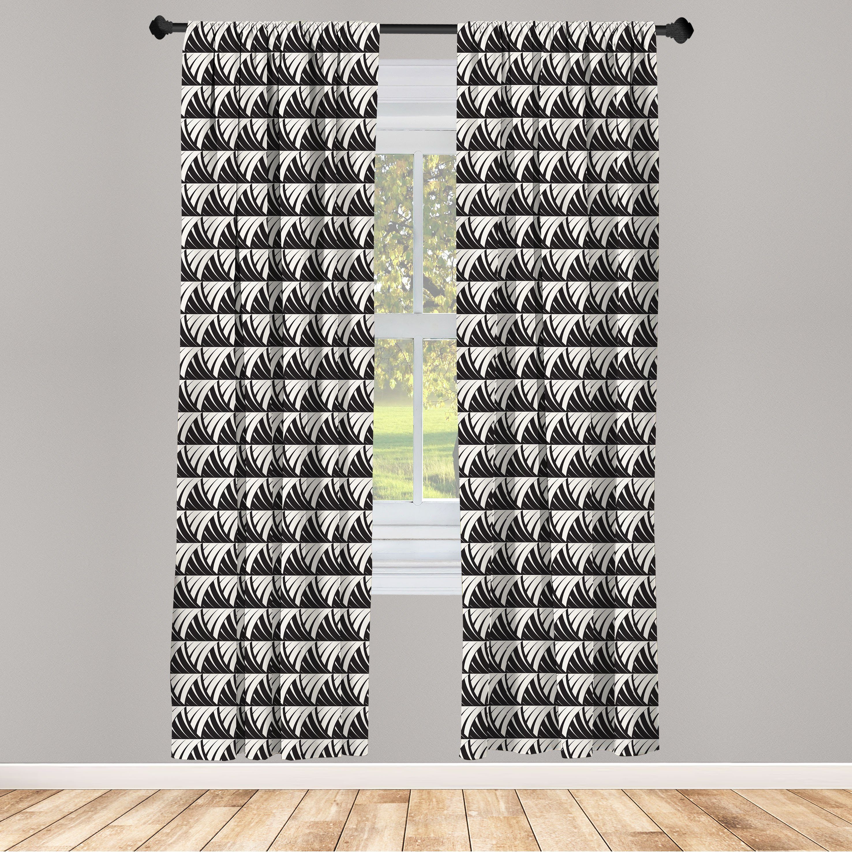 Gardine Vorhang für Wohnzimmer Schlafzimmer Dekor, Abakuhaus, Microfaser, Abstrakt Moderne Kunst-Fliesen-Entwurf