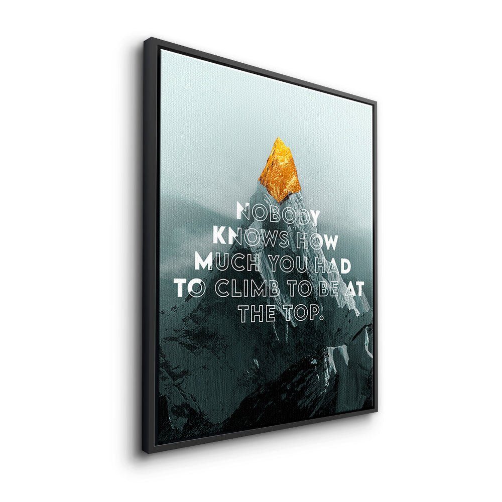 DOTCOMCANVAS® Leinwandbild, Be Premium at Berge Landschaft - Top Rahmen weißer - Motivationsbild the und