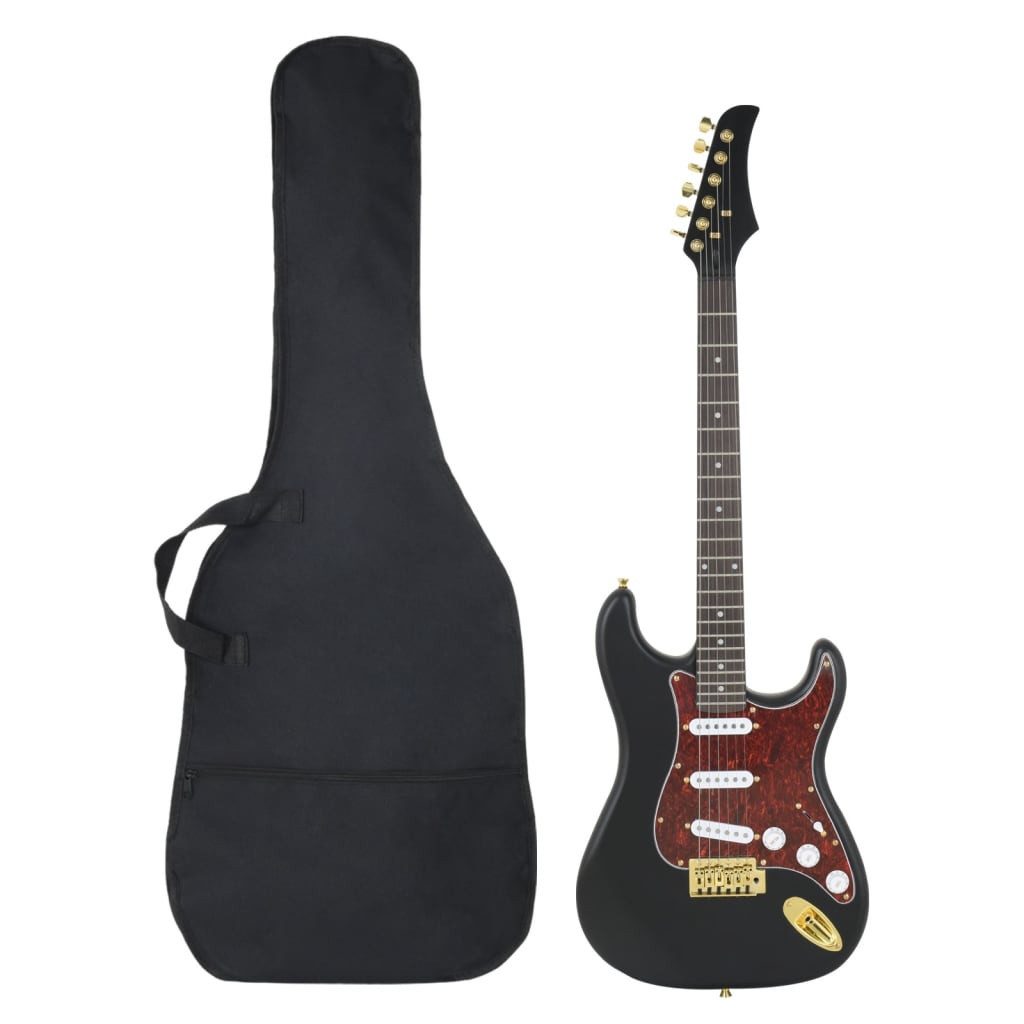 Westerngitarre E-Gitarre für Anfänger mit Tasche Schwarz und Gold 4/4 39"