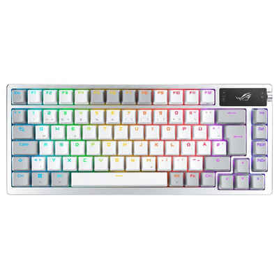 Asus ROG Azoth White Gaming-Tastatur (QWERTZ, RGB-LED, Mechanisch, USB, Bluetooth, Funk, ergonomisches Design)